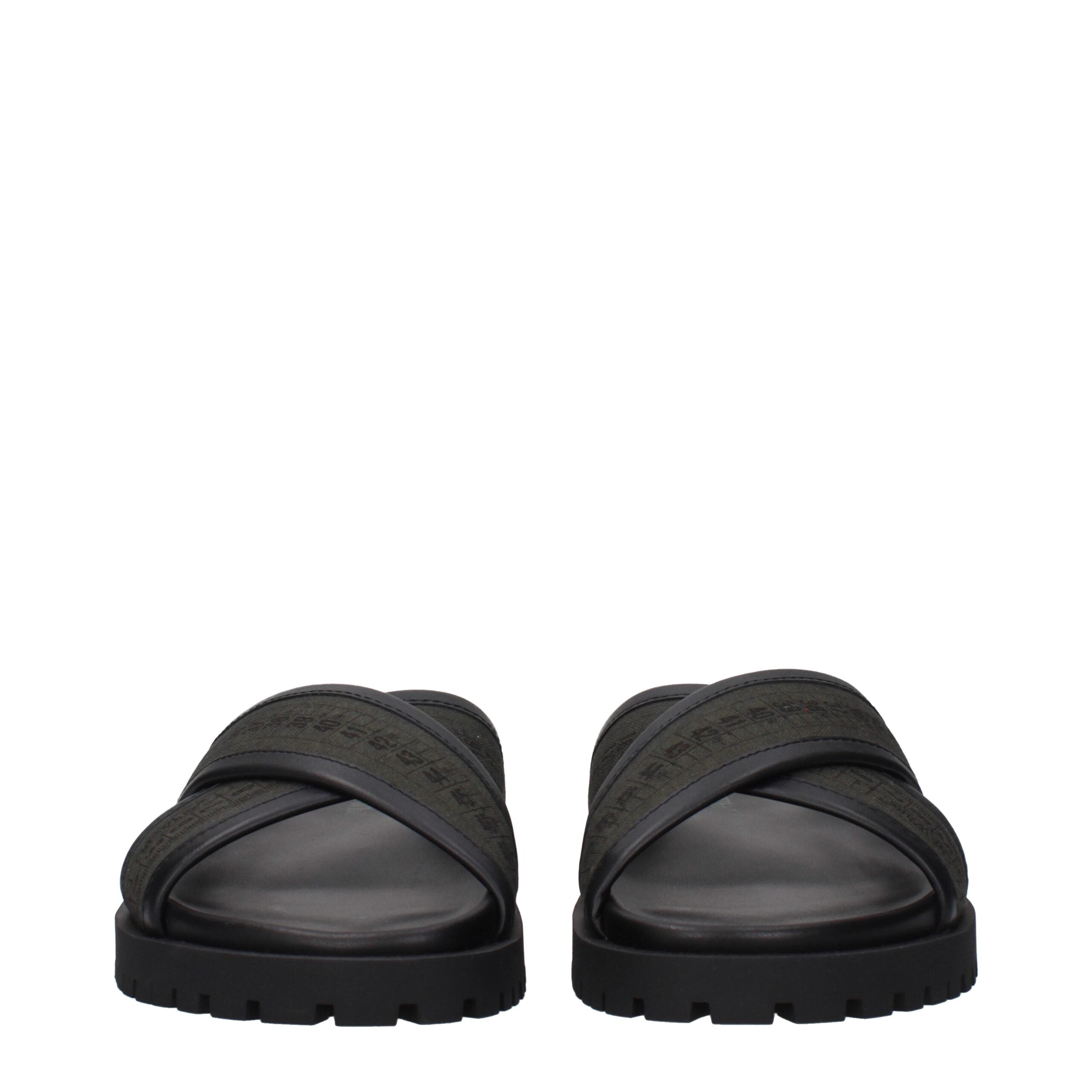 Off-White Green Fabric Sandals