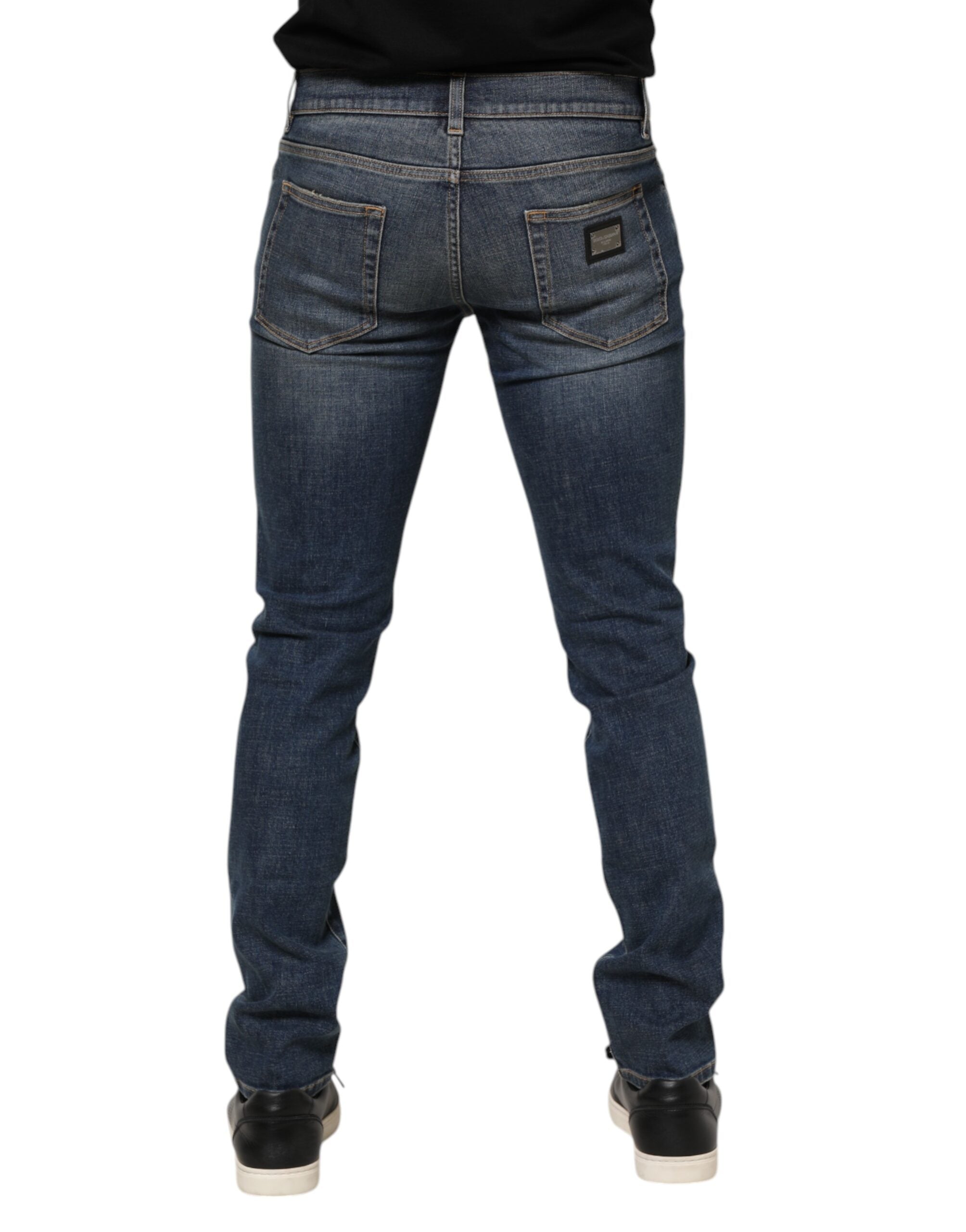 Dolce & Gabbana Blue Washed Cotton Skinny Men Denim Jeans