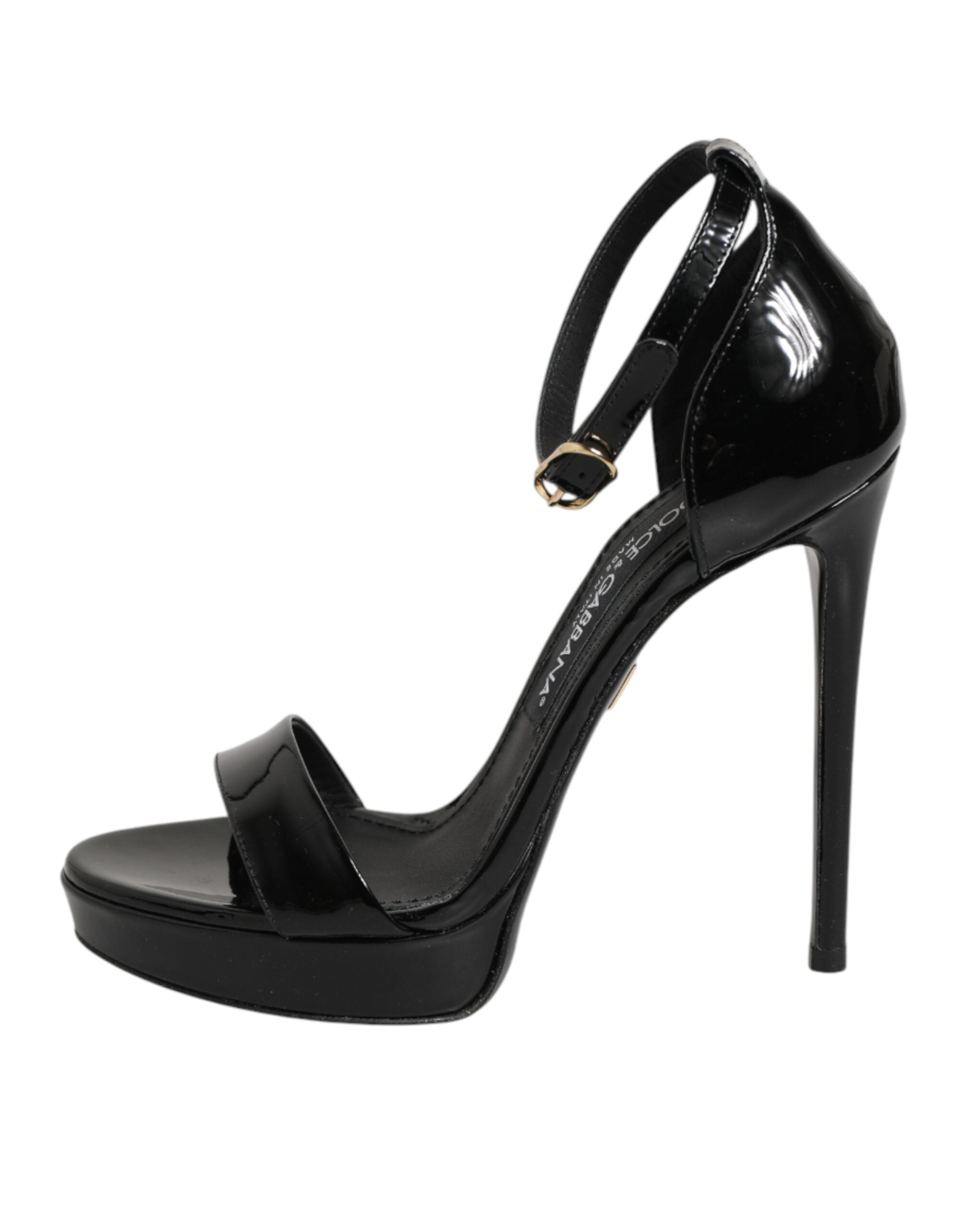 Dolce & Gabbana Black Leather Platform Keira Sandals Shoes