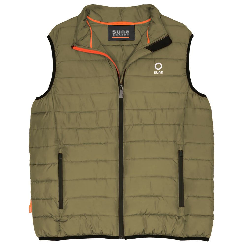 Suns Green Polyester Sleveless Jacket