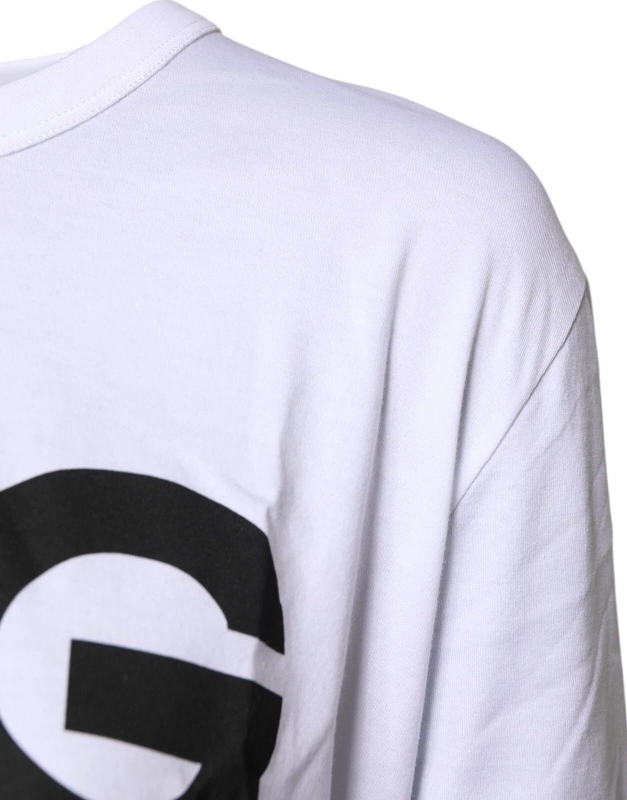 Dolce & Gabbana – Weißes Baumwoll-T-Shirt mit Rundhalsausschnitt und grafischem Print