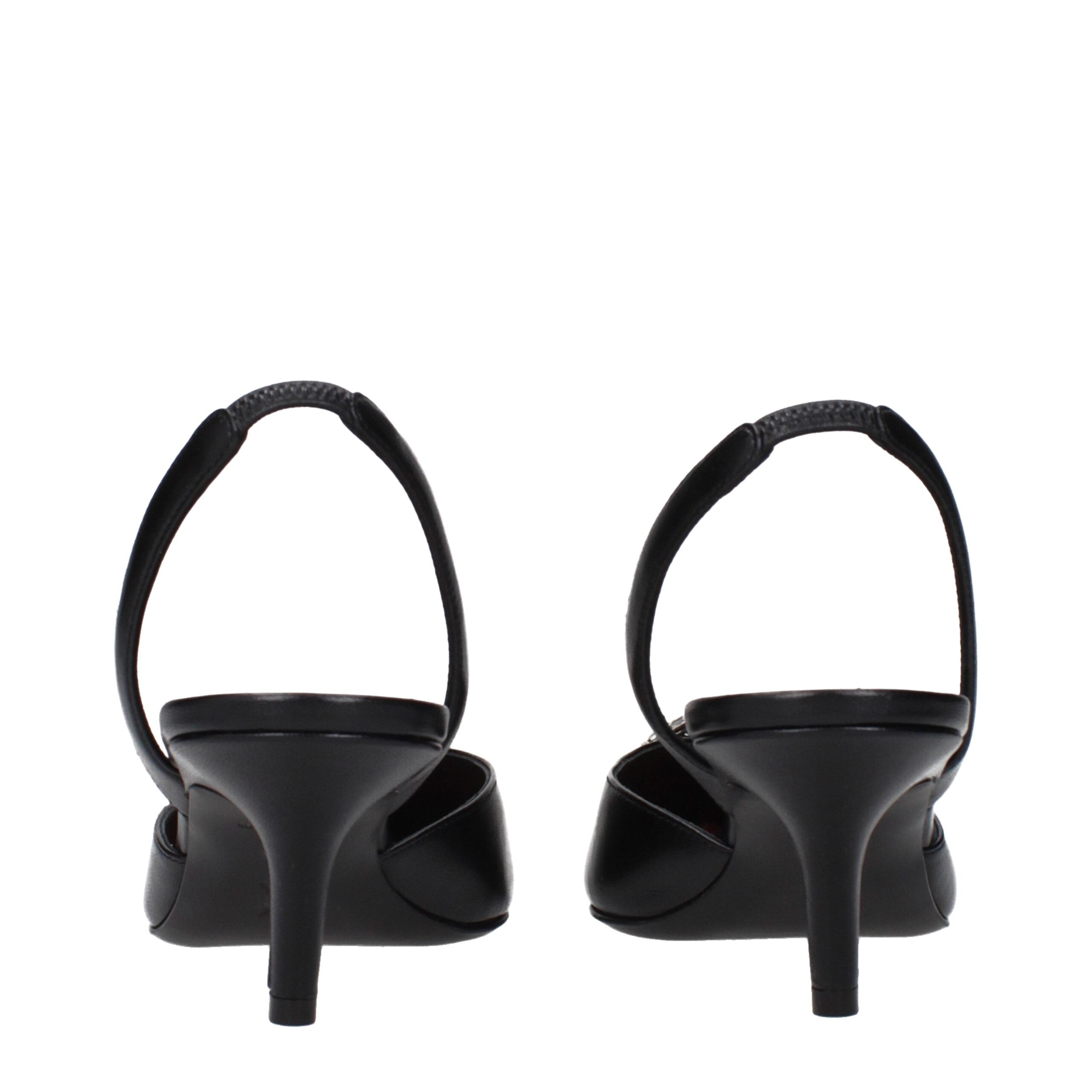 Amina Muaddi Black Leather High Heel Pumps