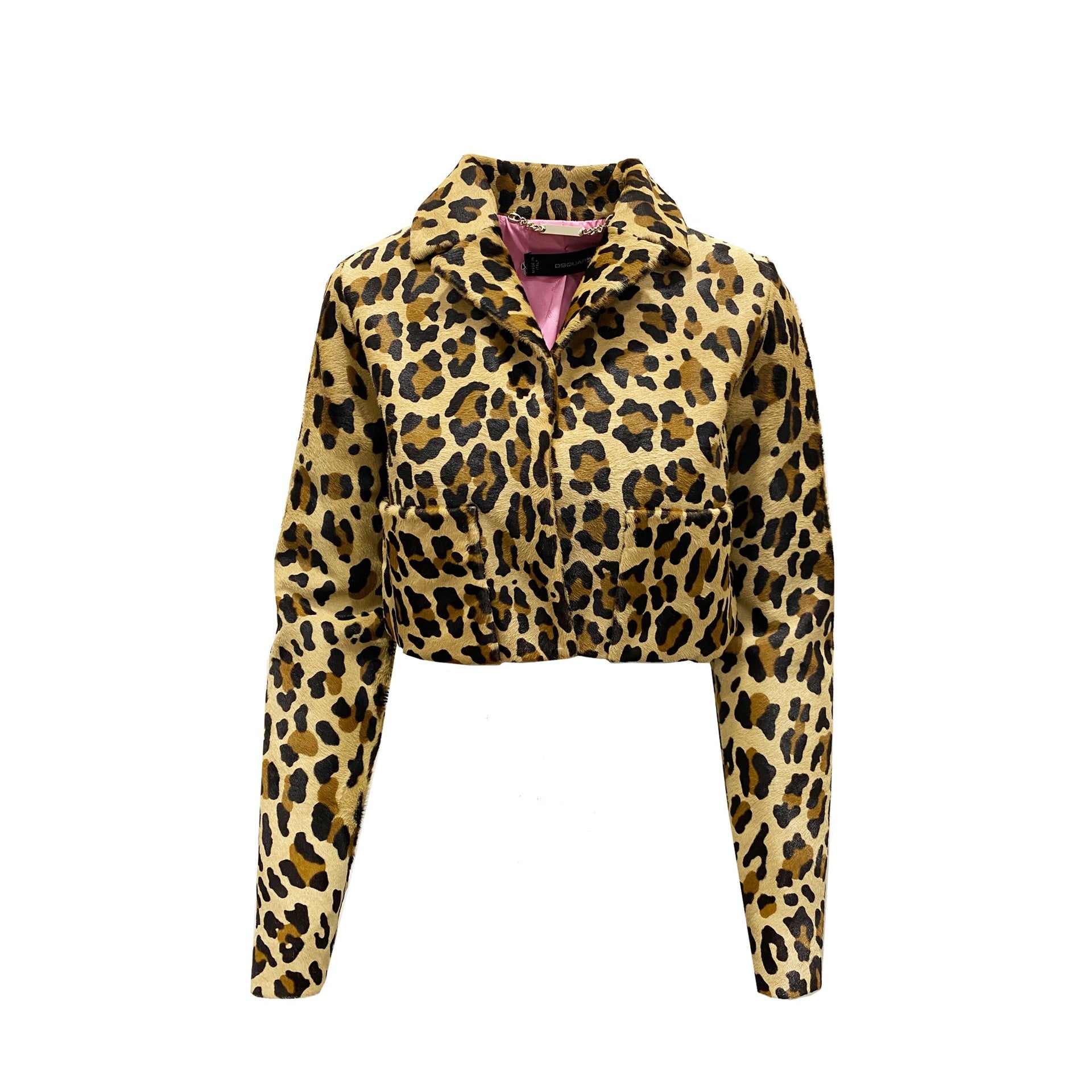 Dsquared2 Leopard Calf Hair Cropped Jacket