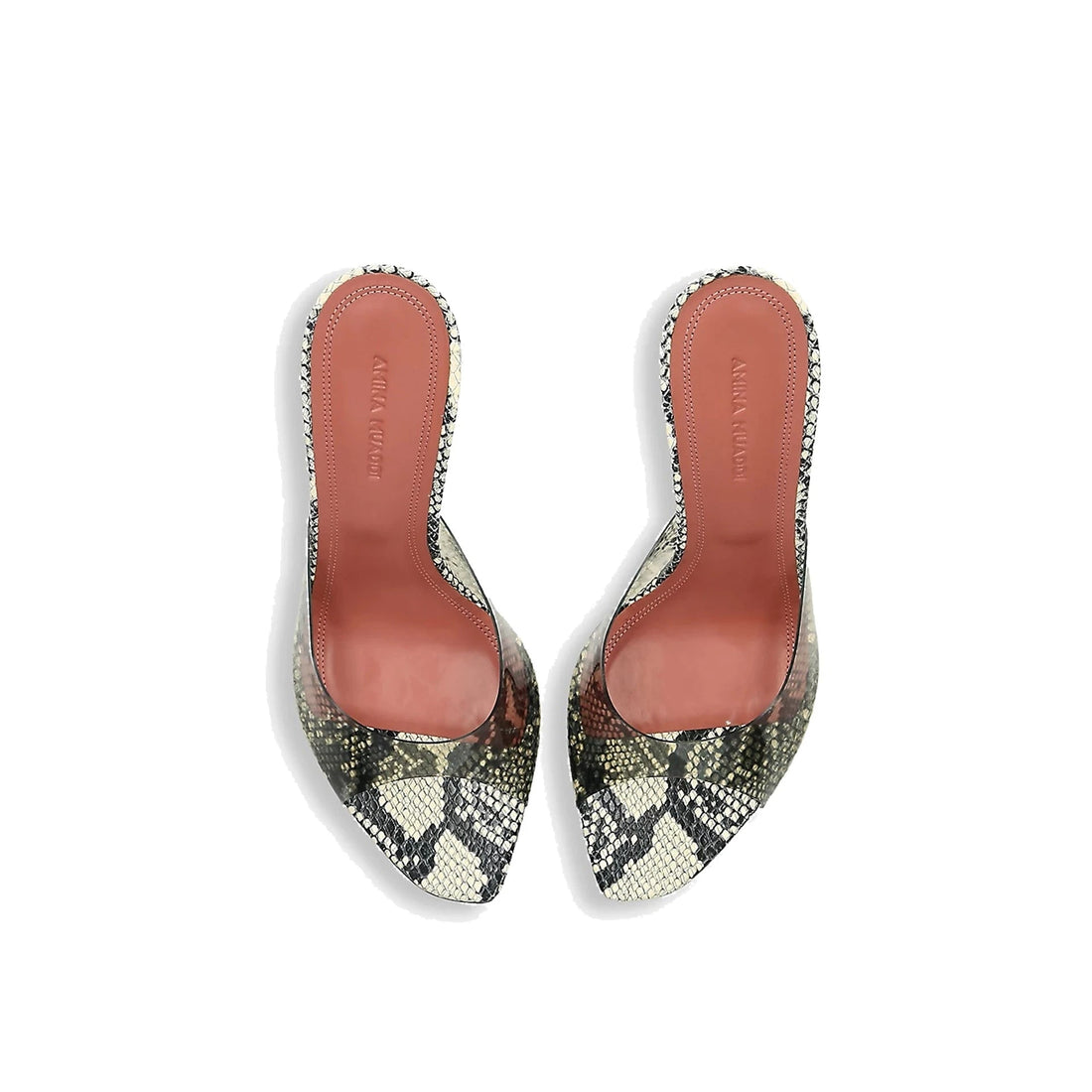 Amina Muaddi Alexa Glass 95 Snake Sandals