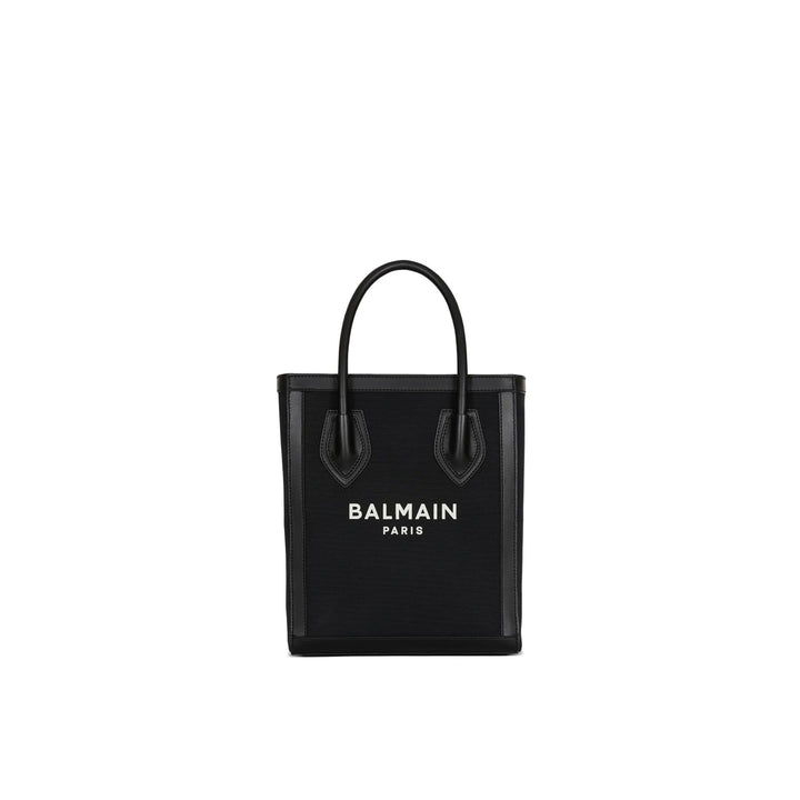 Balmain leather-trimmed Canvas Tote Bag