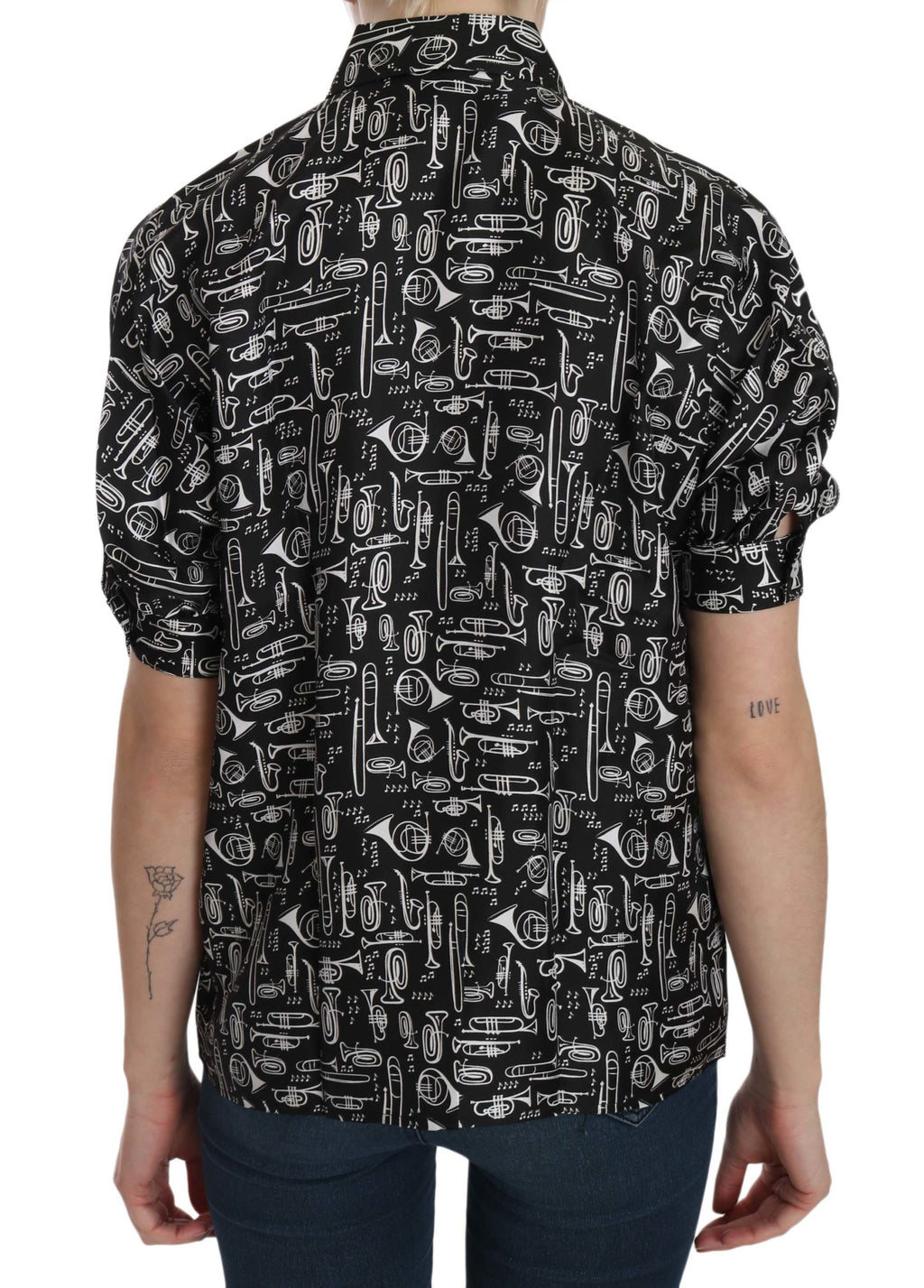 Dolce &amp; Gabbana Elegantes Seidentop mit Musikinstrument
