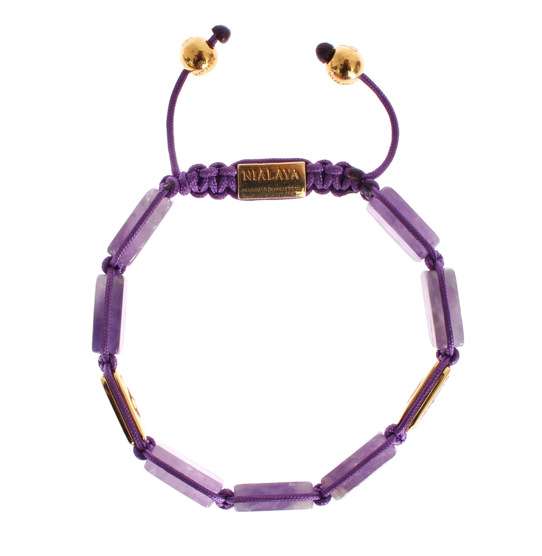 Nialaya Dazzling Diamond vergoldetes Amethyst-Armband