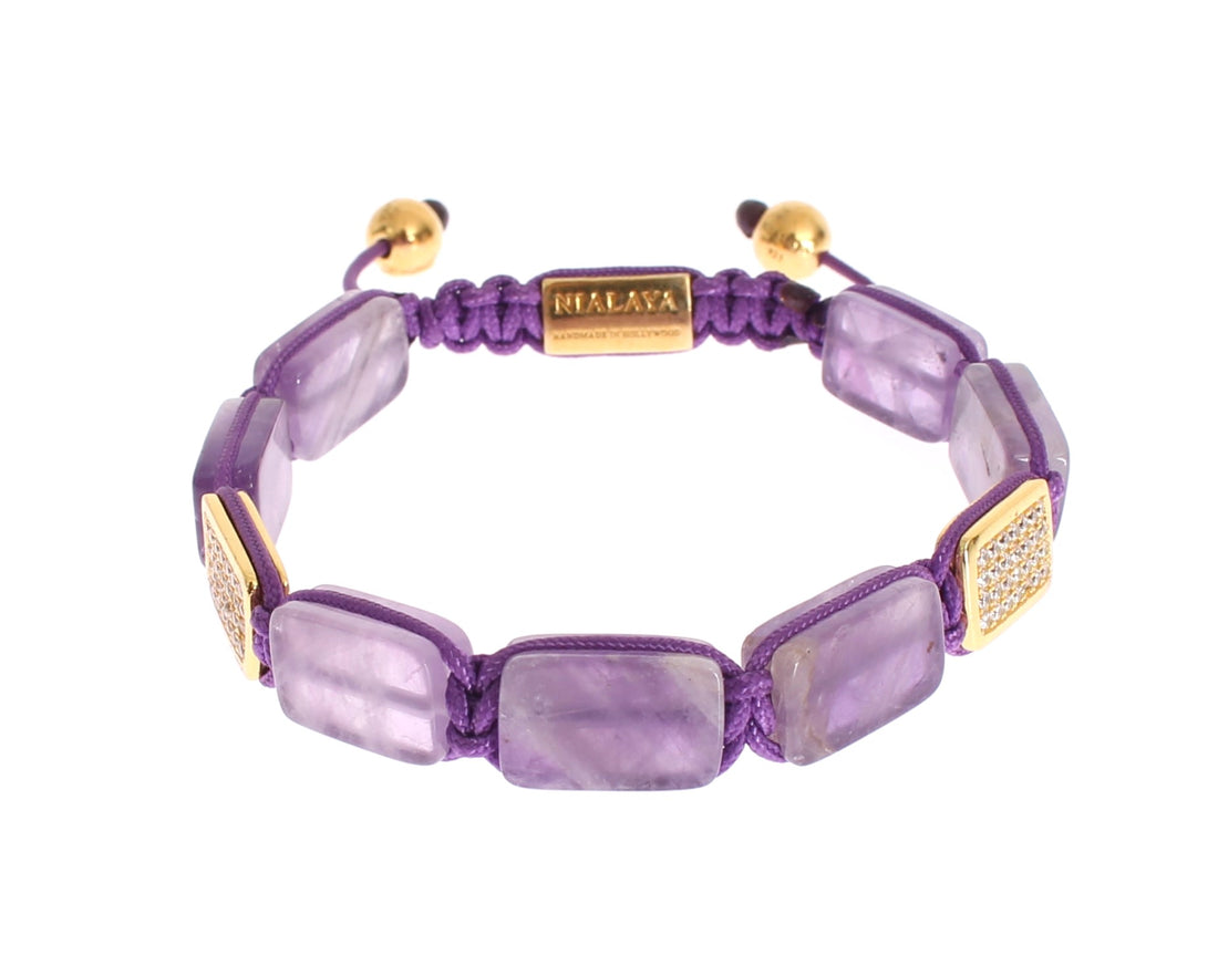 Nialaya Dazzling Diamond vergoldetes Amethyst-Armband