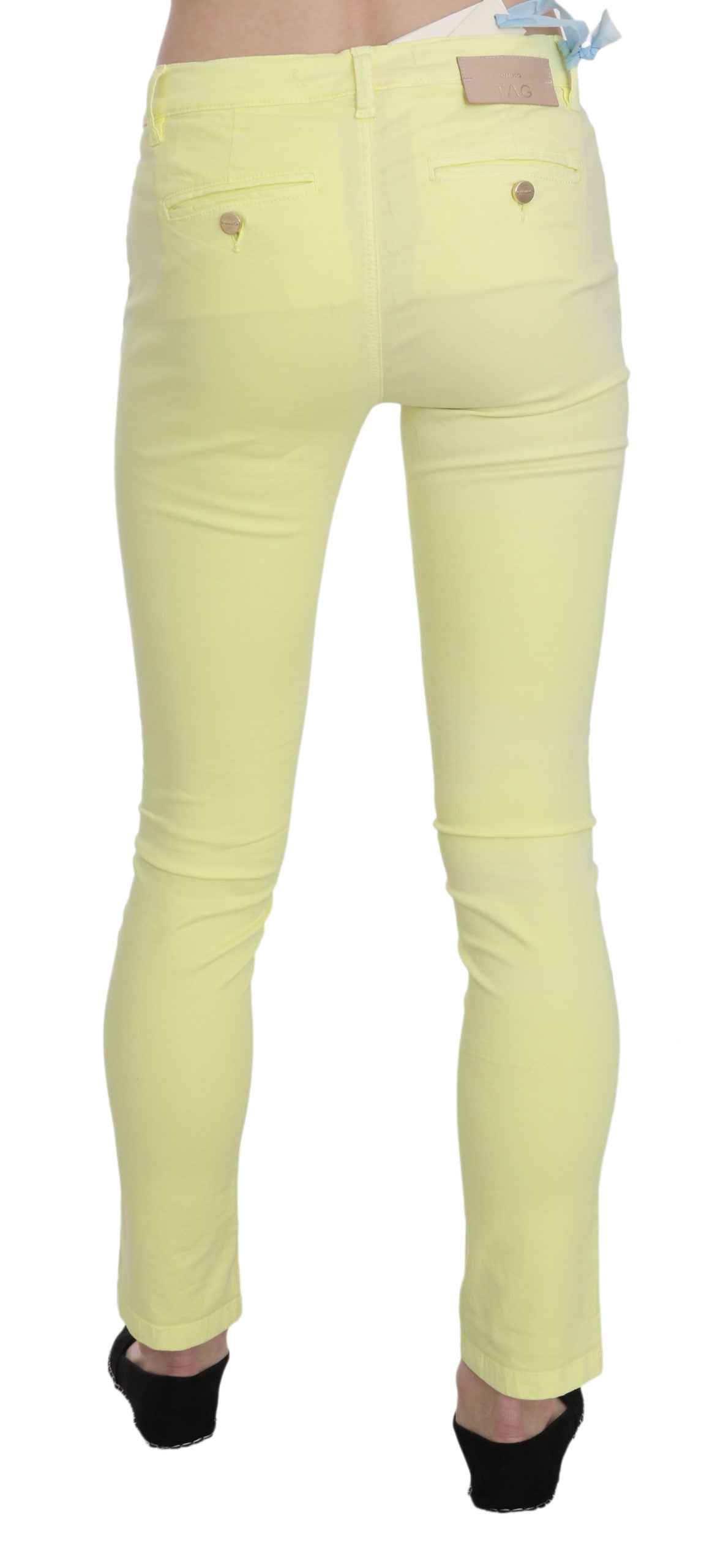 PINKO Schicke, gelbe Skinny-Freizeithose mit niedriger Taille