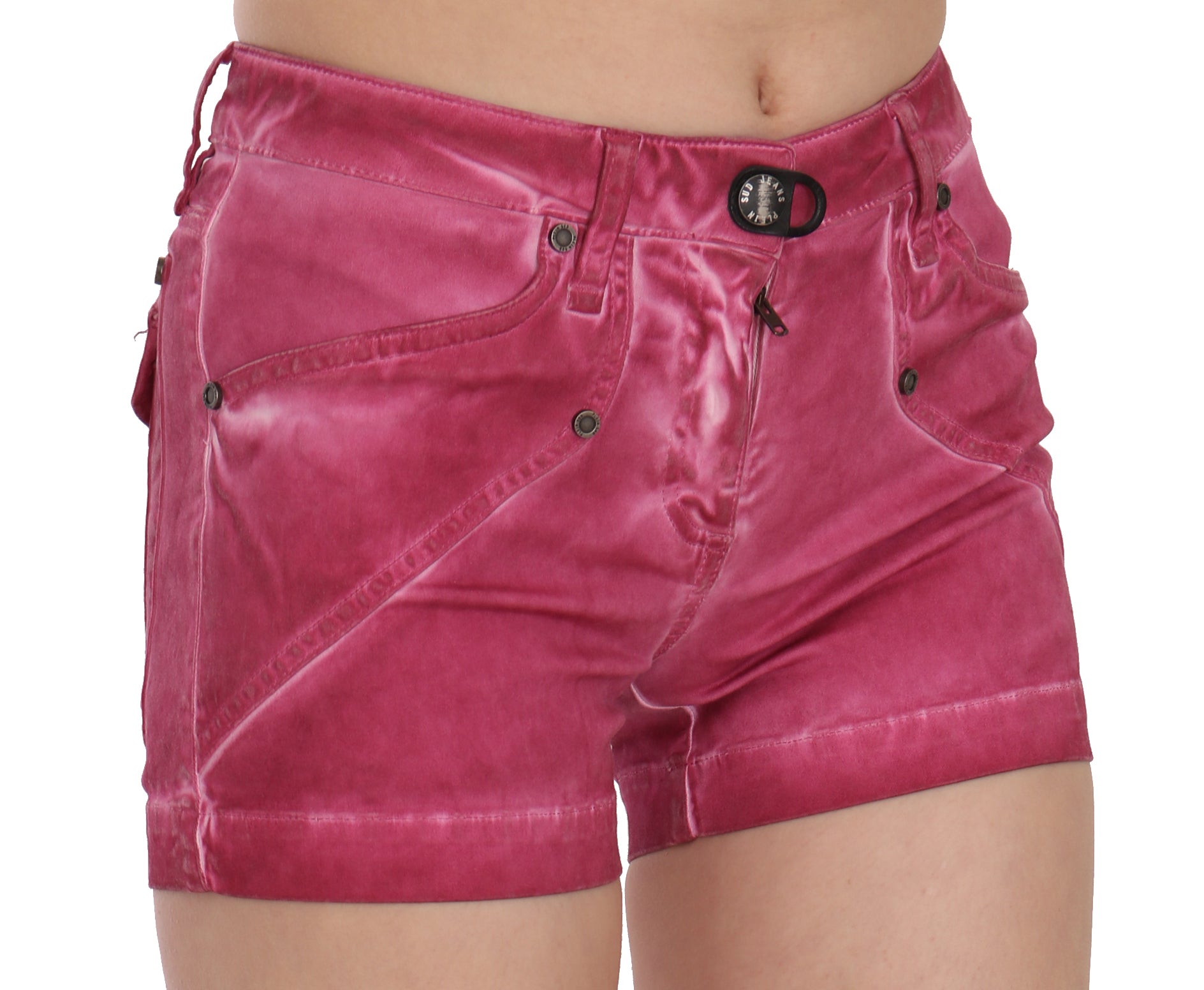 PLEIN SUD Schicke rosa verwaschene Jeansshorts