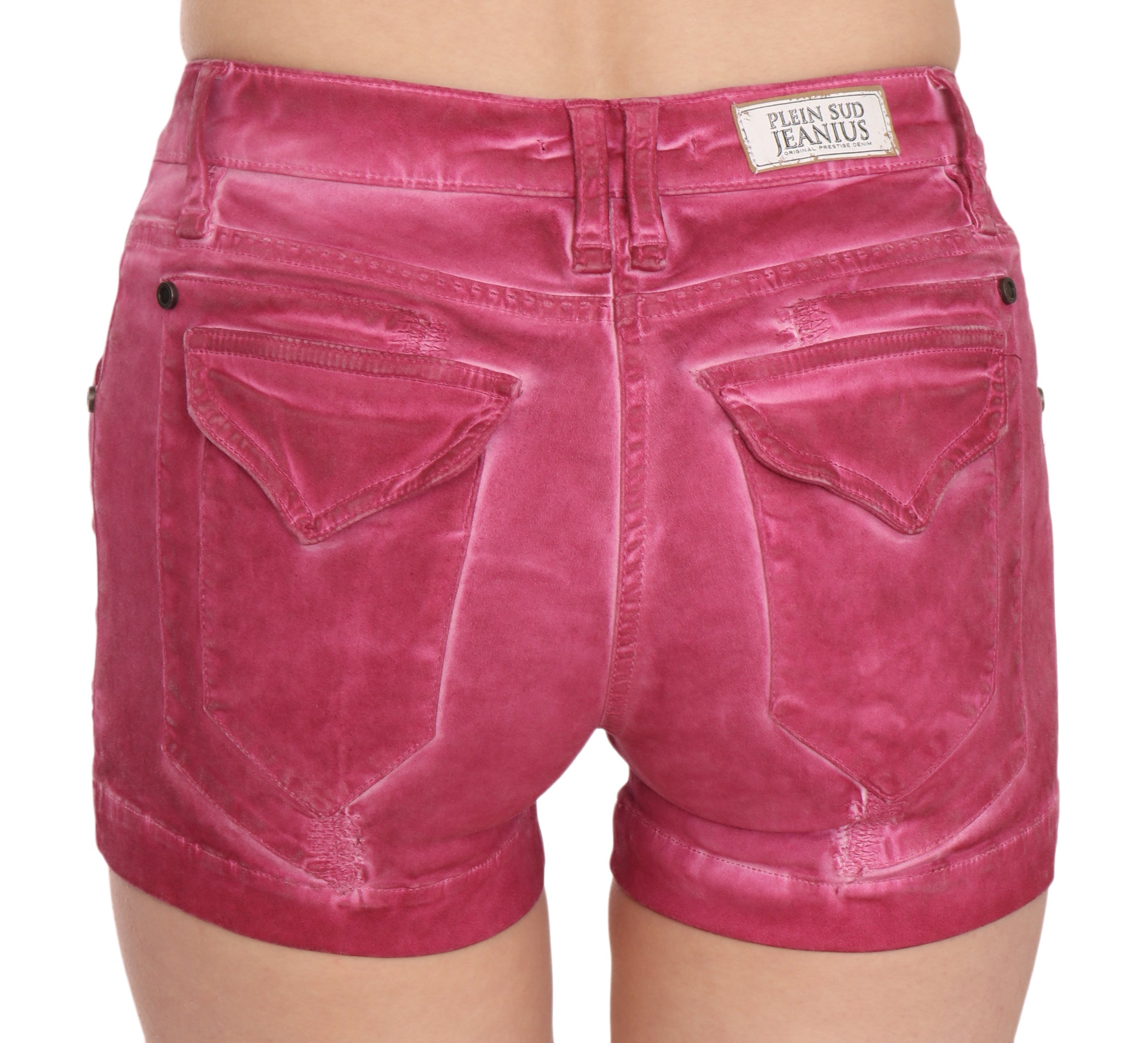 PLEIN SUD Schicke rosa verwaschene Jeansshorts