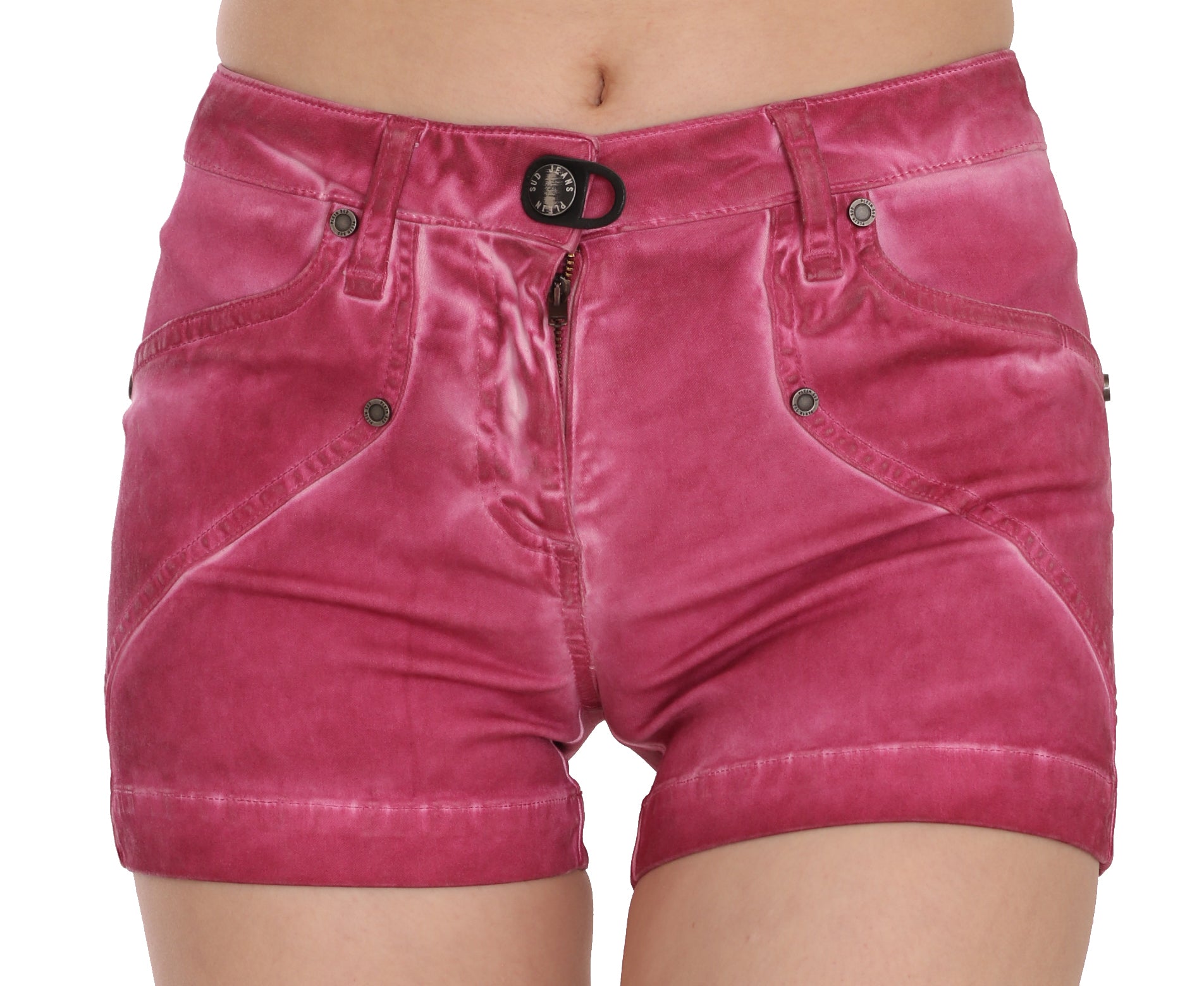 PLEIN SUD Schicke rosa verwaschene Jeansshorts