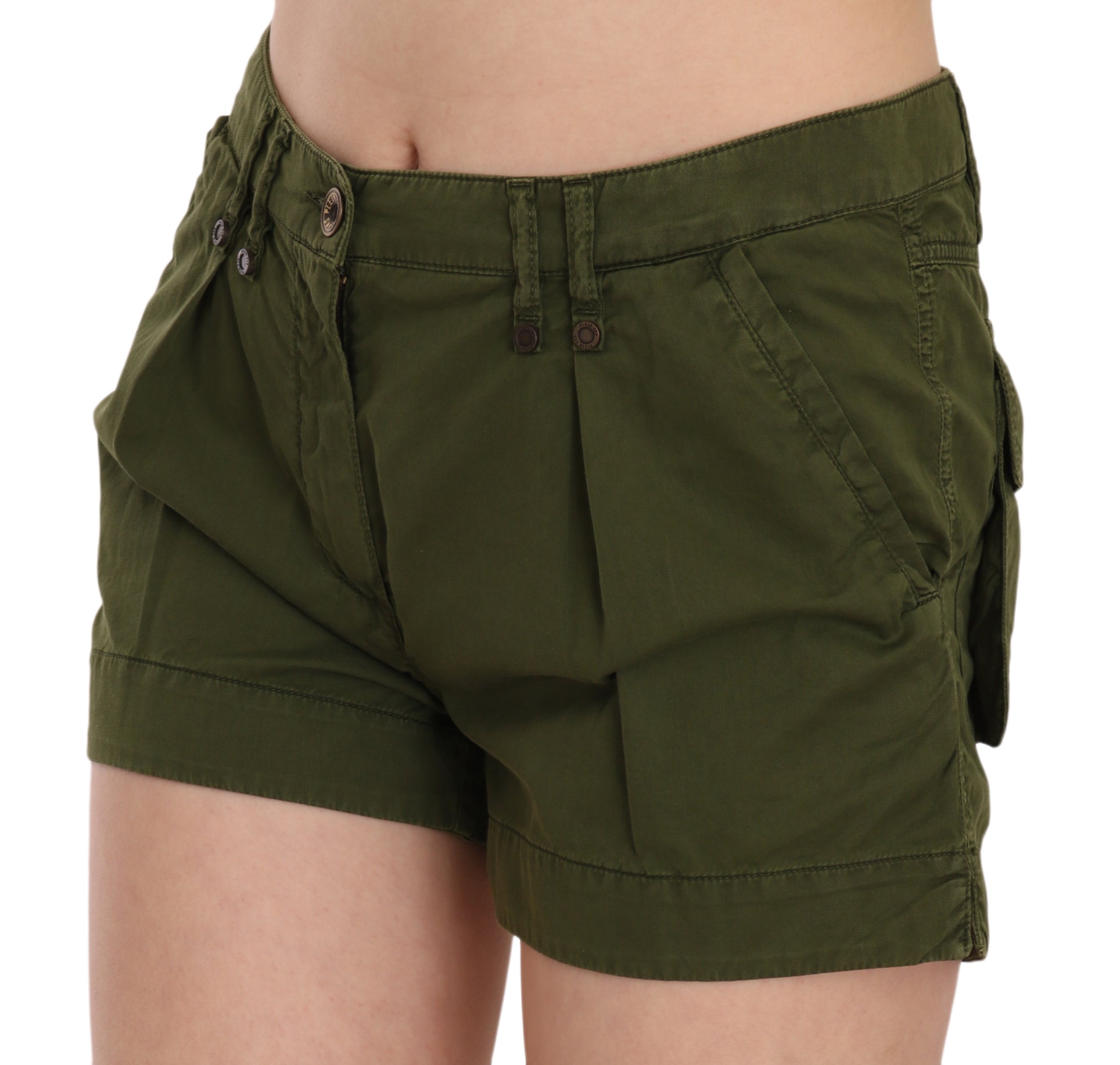 PLEIN SUD Smaragdgrüne Baumwollshorts mit mittlerer Taille