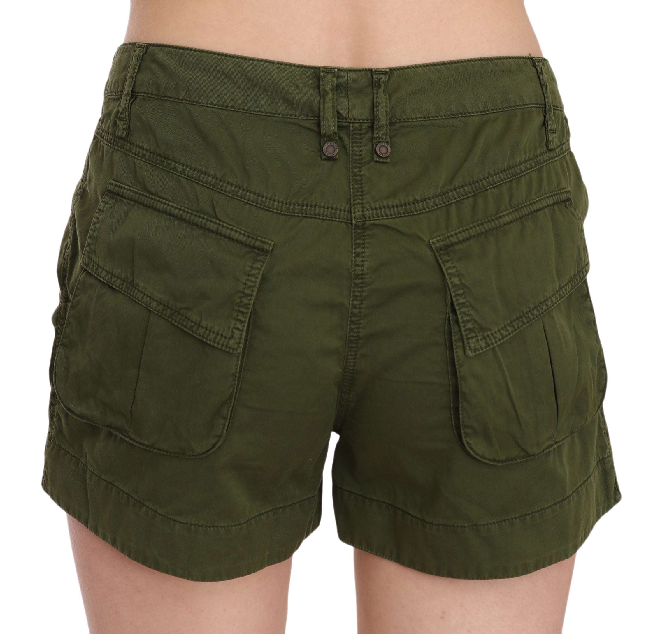 PLEIN SUD Smaragdgrüne Baumwollshorts mit mittlerer Taille