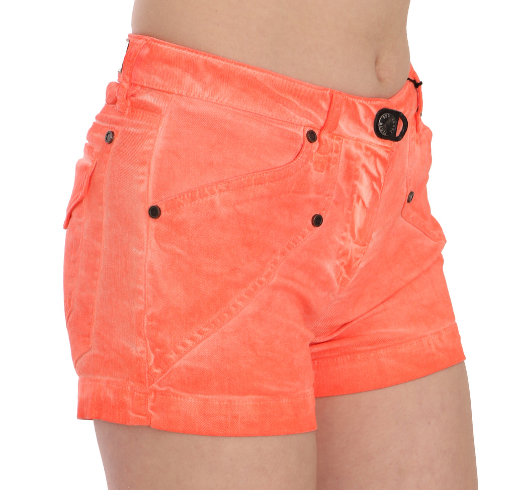 PLEIN SUD Schicke orange Mini-Shorts mit mittlerer Taille