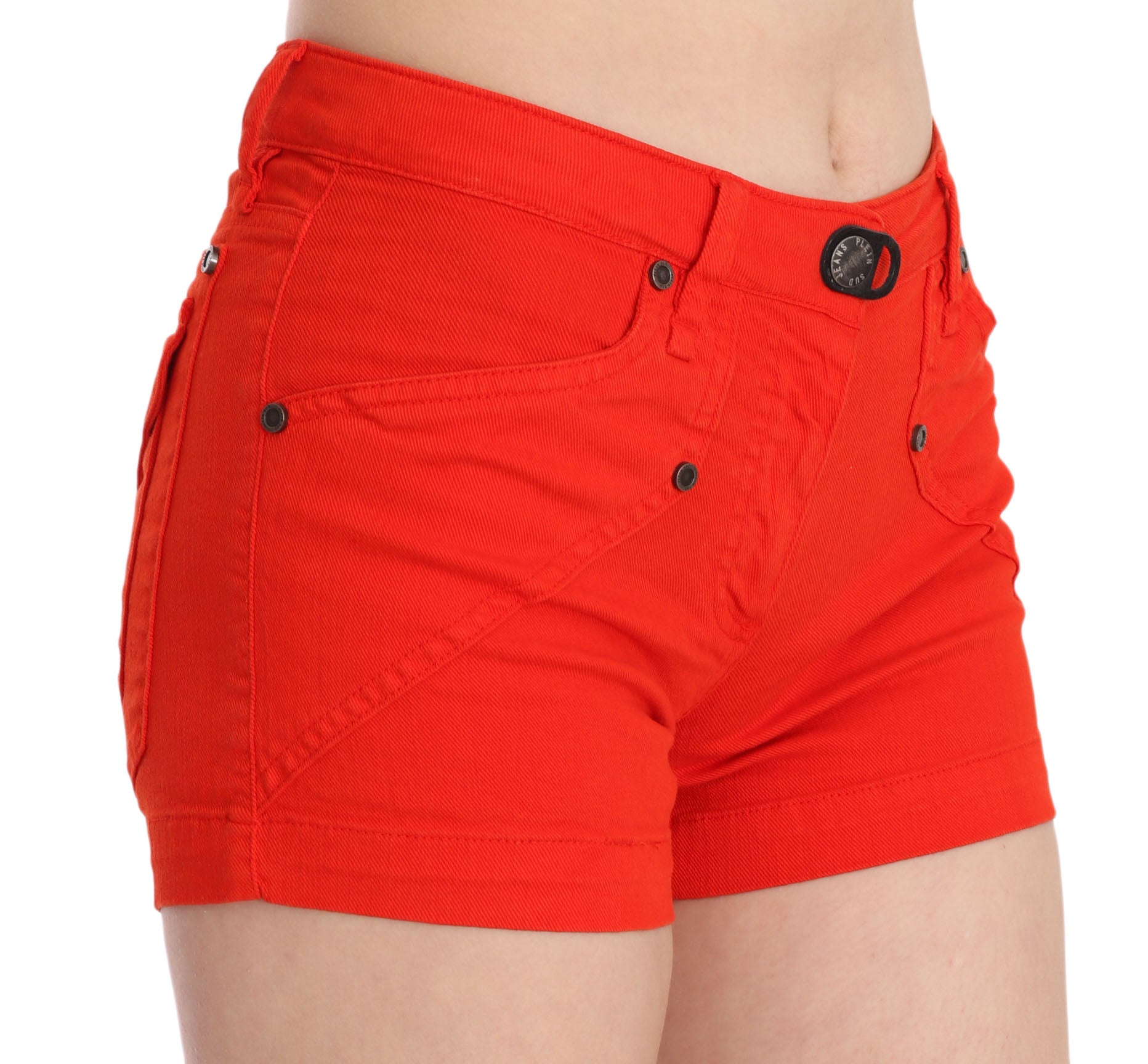 PLEIN SUD – Schicke Mini-Shorts mit mittlerer Taille in leuchtendem Orange