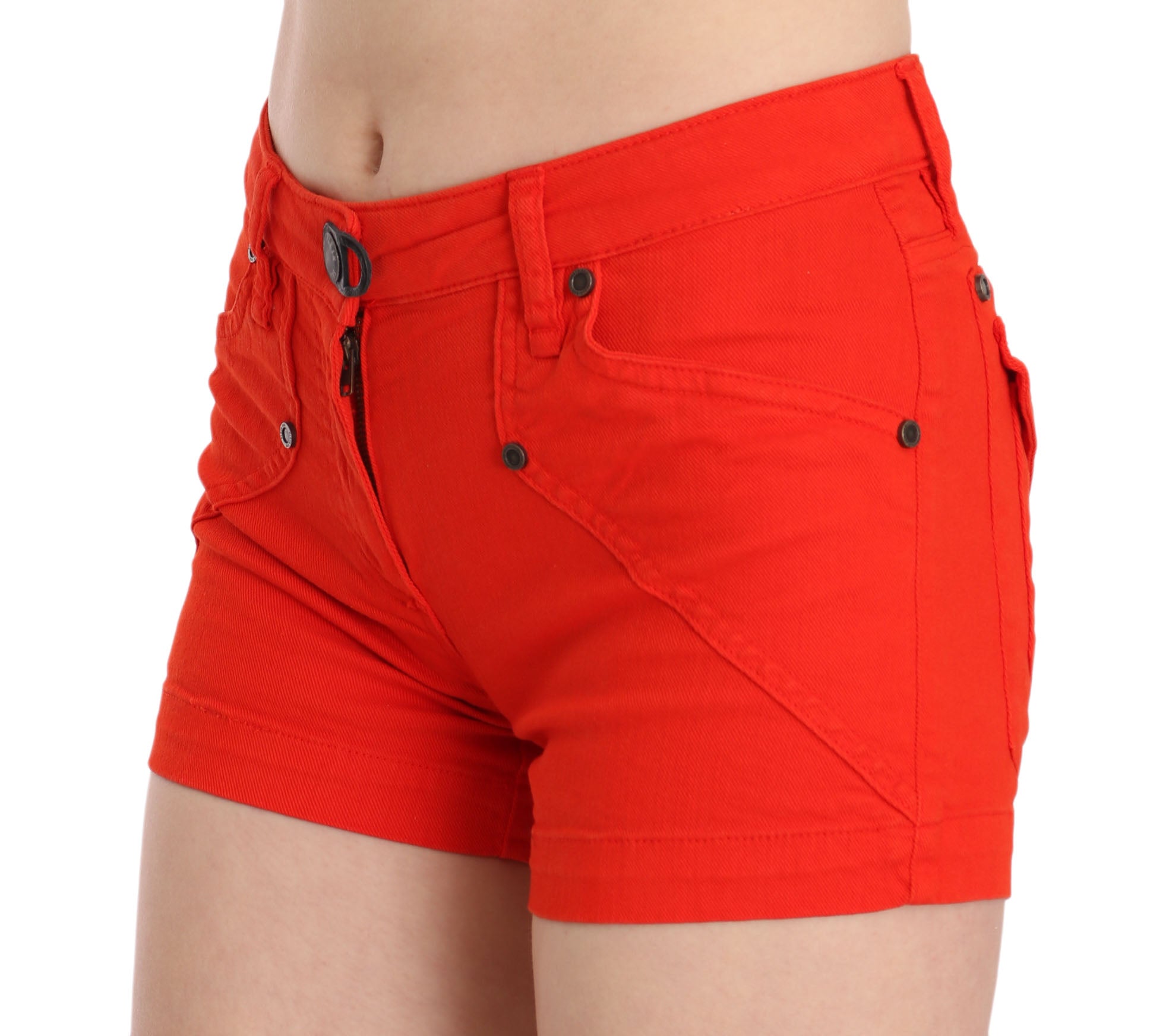 PLEIN SUD – Schicke Mini-Shorts mit mittlerer Taille in leuchtendem Orange