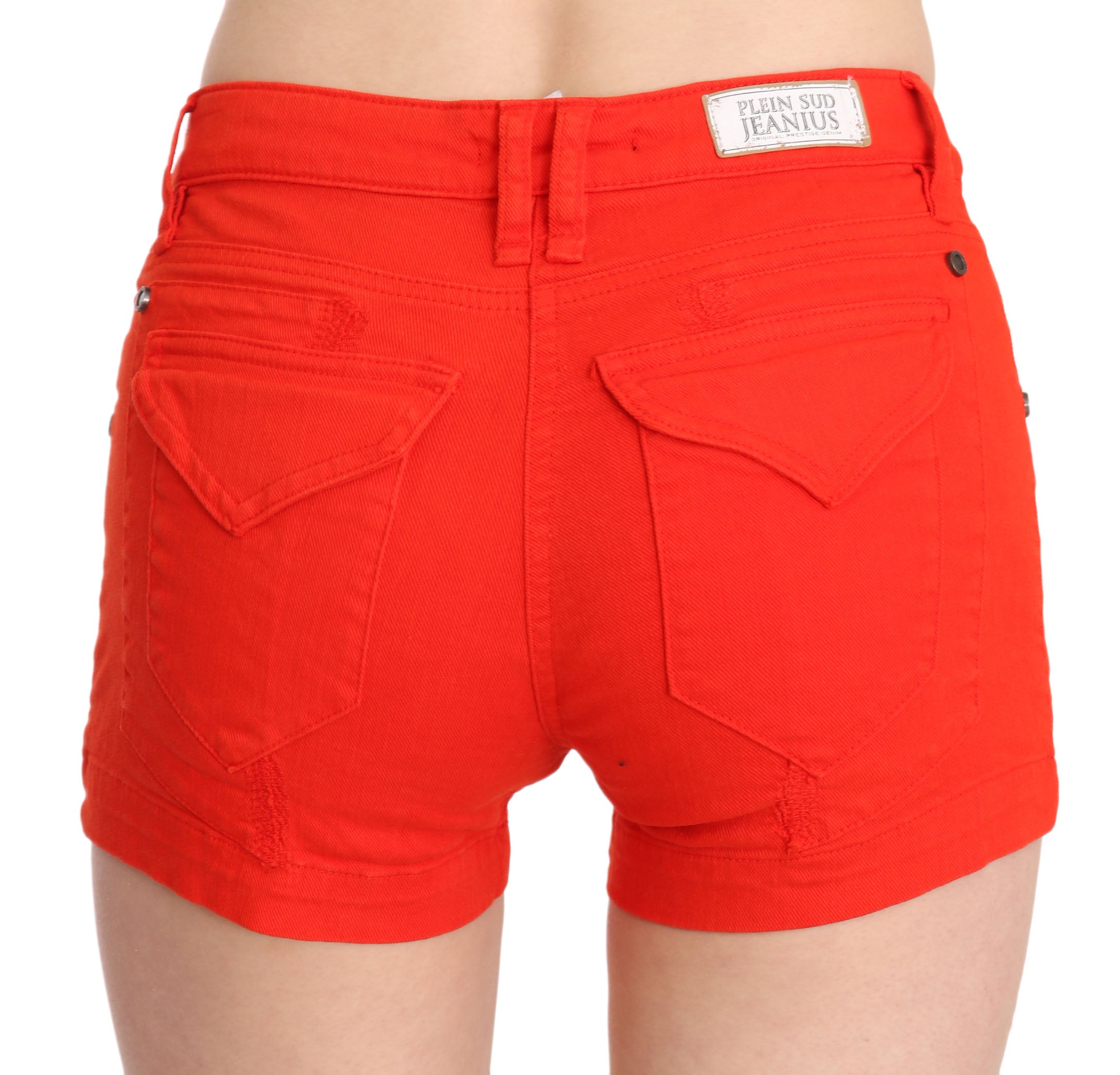 PLEIN SUD – Schicke Mini-Shorts mit mittlerer Taille in leuchtendem Orange
