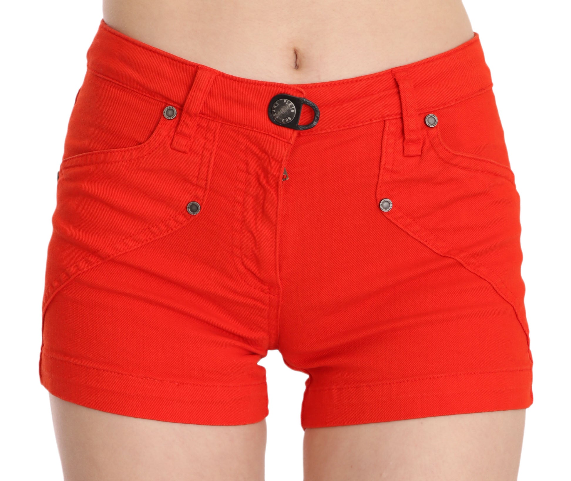 PLEIN SUD – Schicke Mini-Shorts mit mittlerer Taille in leuchtendem Orange