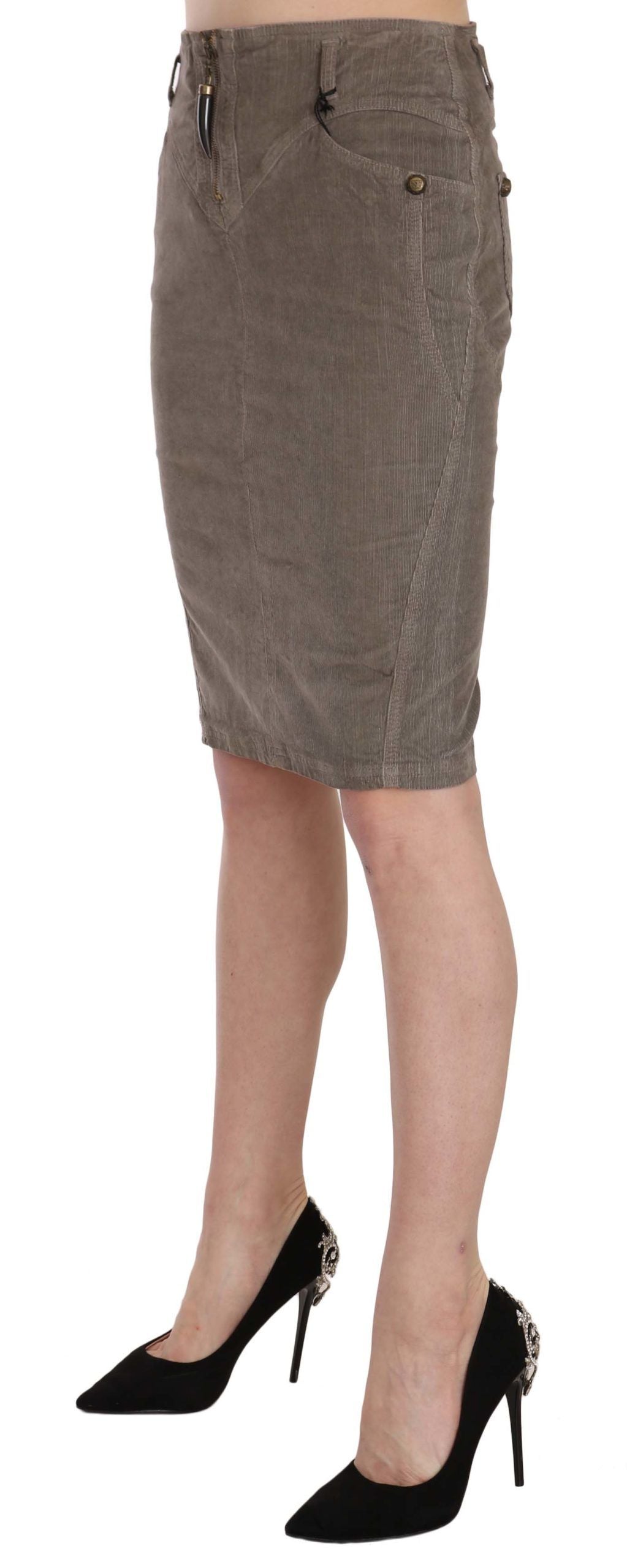 Just Cavalli Schicker grauer Bleistiftrock mit Logodetails