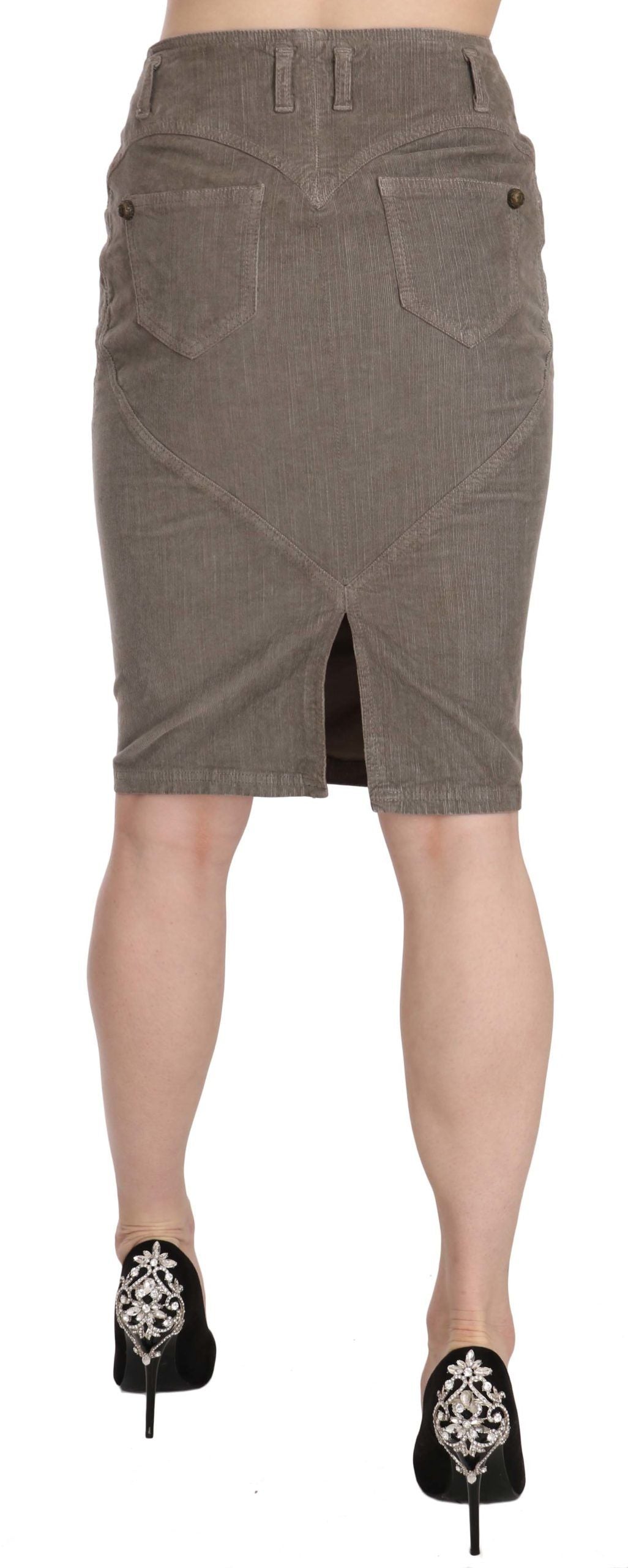 Just Cavalli Schicker grauer Bleistiftrock mit Logodetails