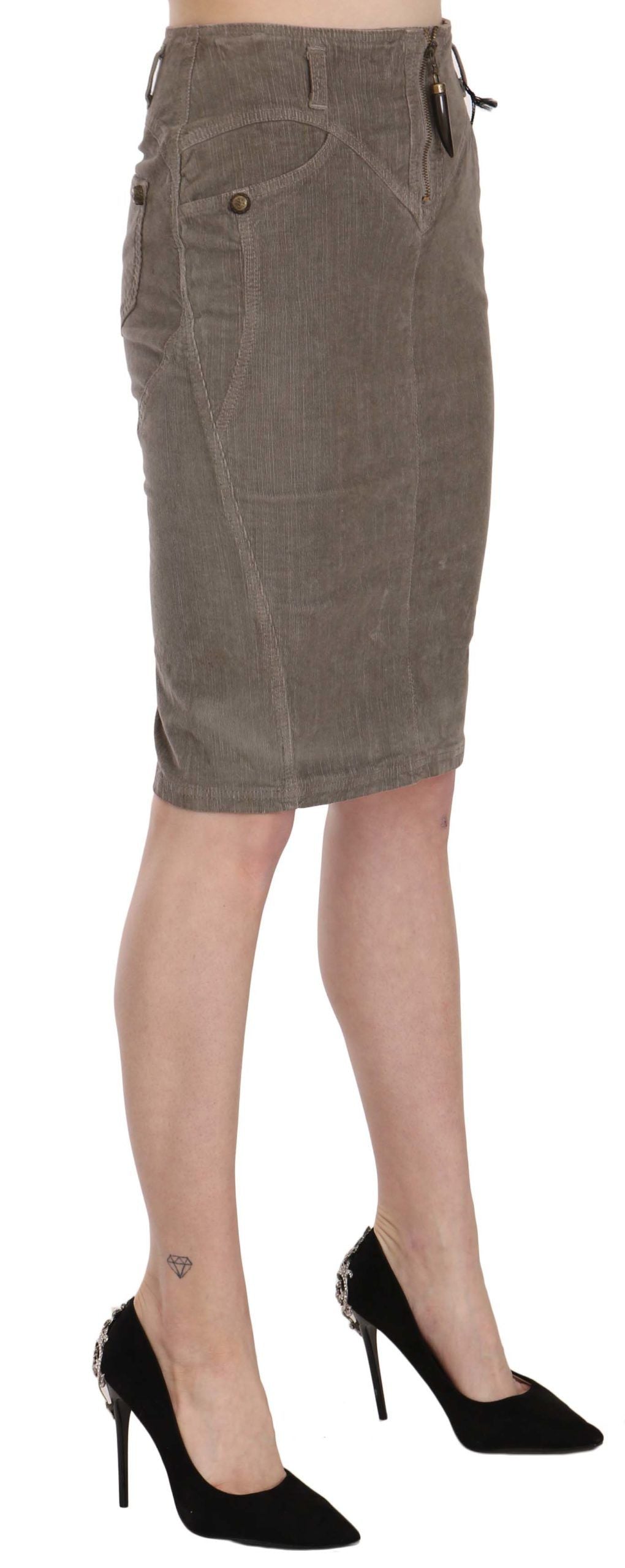 Just Cavalli Schicker grauer Bleistiftrock mit Logodetails