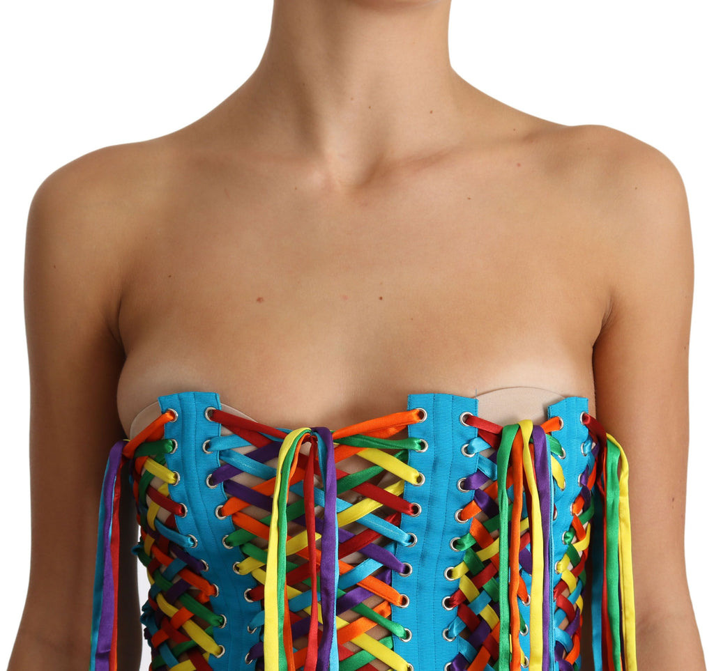 Dolce &amp; Gabbana – Mehrfarbiges trägerloses Bustier-Korsett-Oberteil
