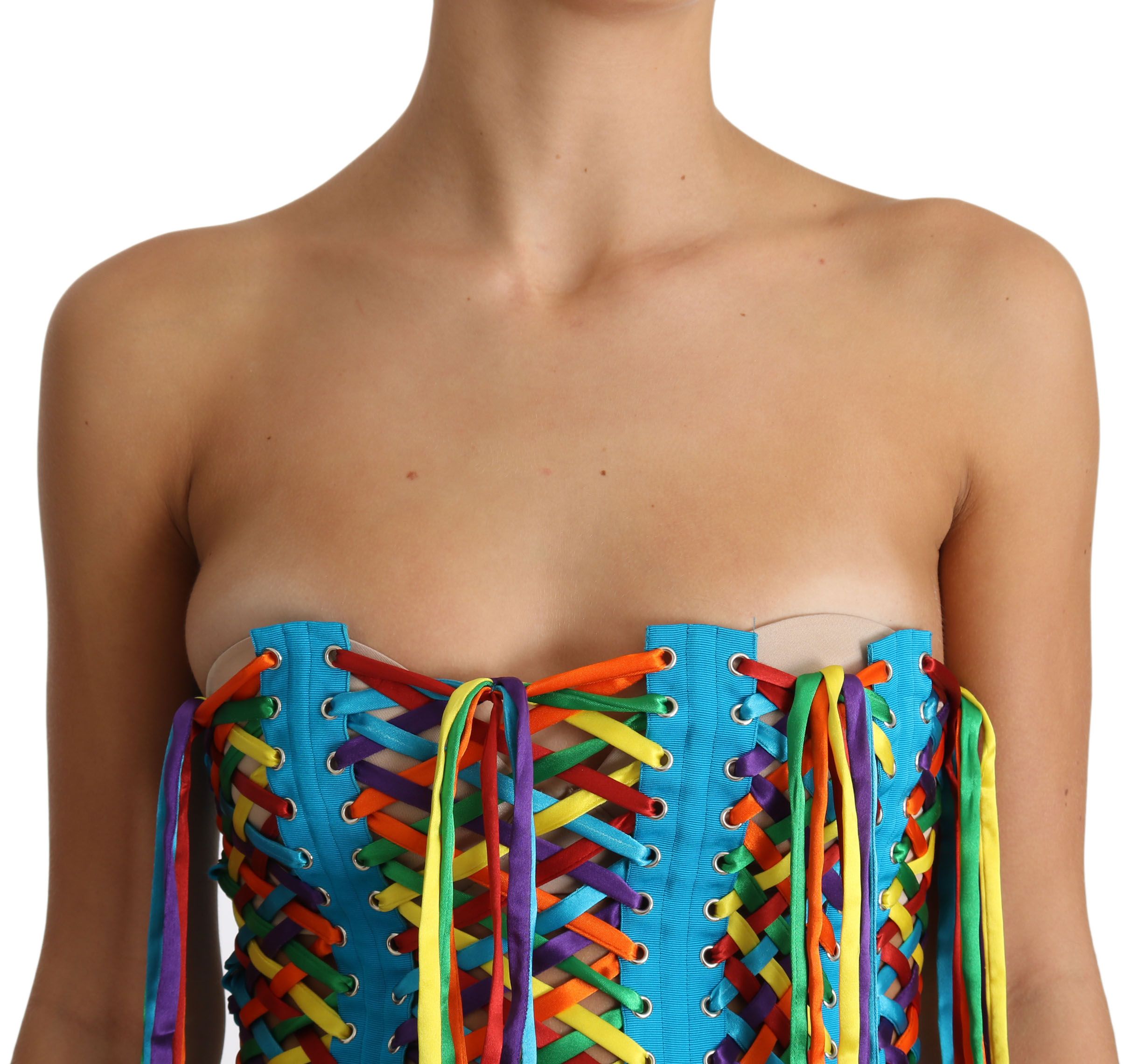 Dolce &amp; Gabbana – Mehrfarbiges trägerloses Bustier-Korsett-Oberteil