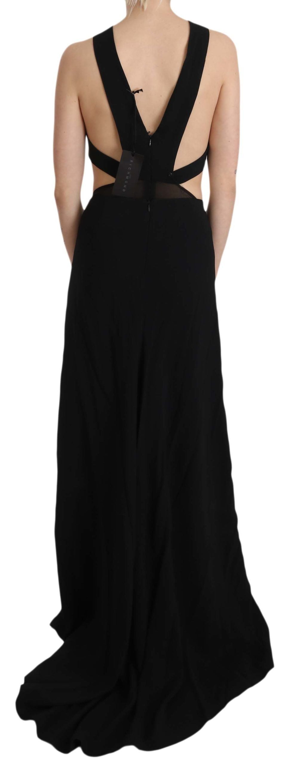 John Richmond – Elegantes ausgestelltes Maxi-Abendkleid mit Kristallakzenten