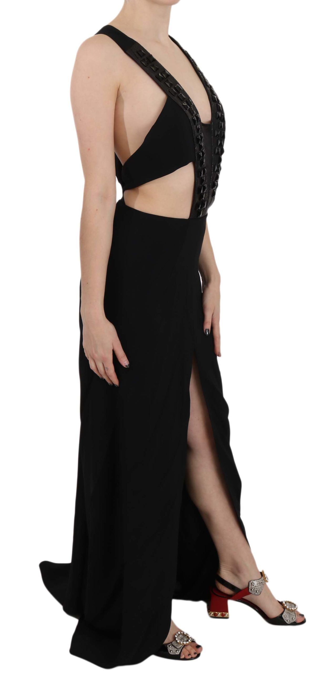 John Richmond – Elegantes ausgestelltes Maxi-Abendkleid mit Kristallakzenten