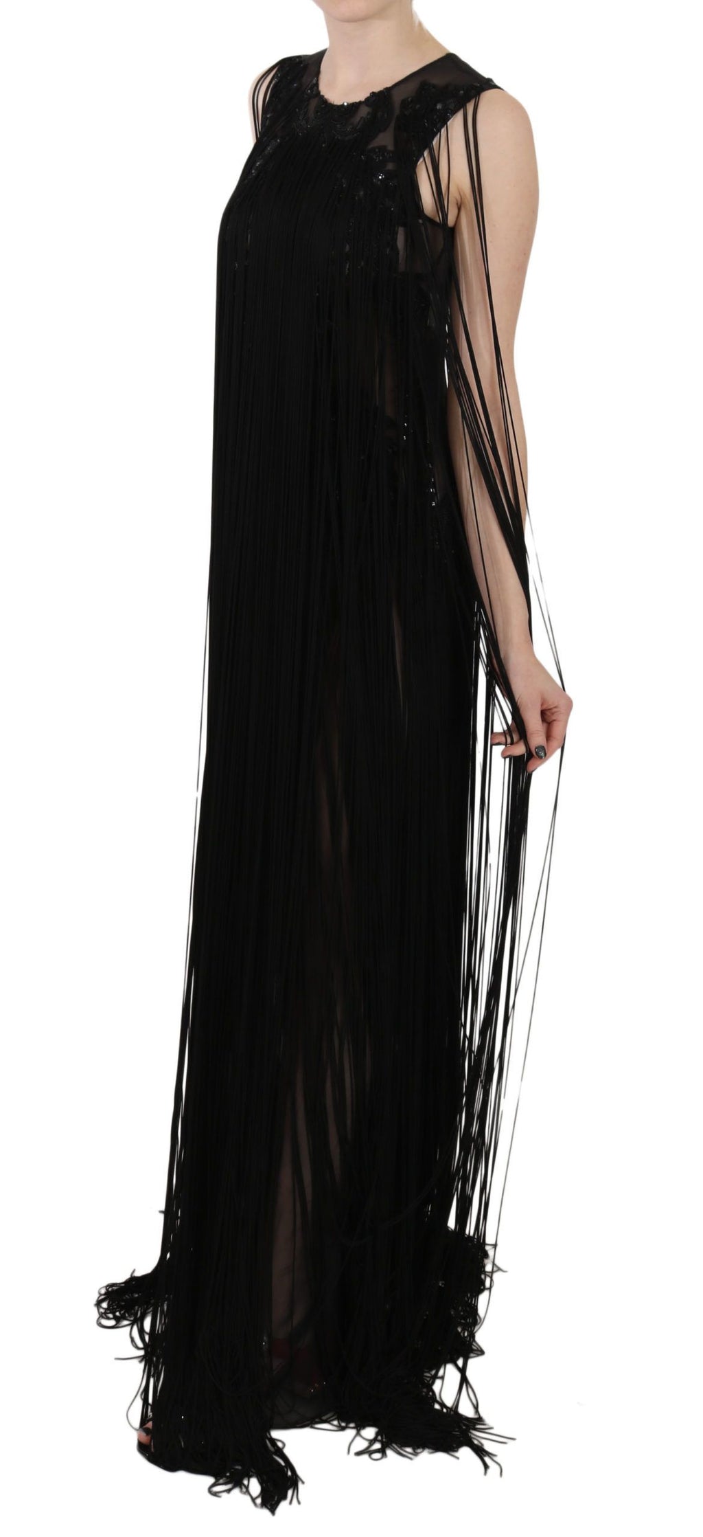 John Richmond – Elegantes Maxikleid mit transparenten Pailletten