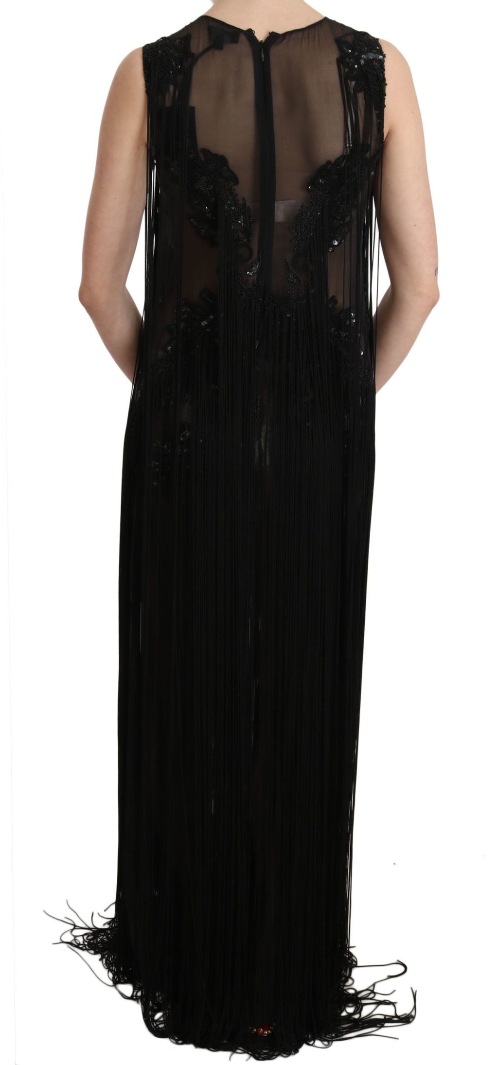 John Richmond – Elegantes Maxikleid mit transparenten Pailletten