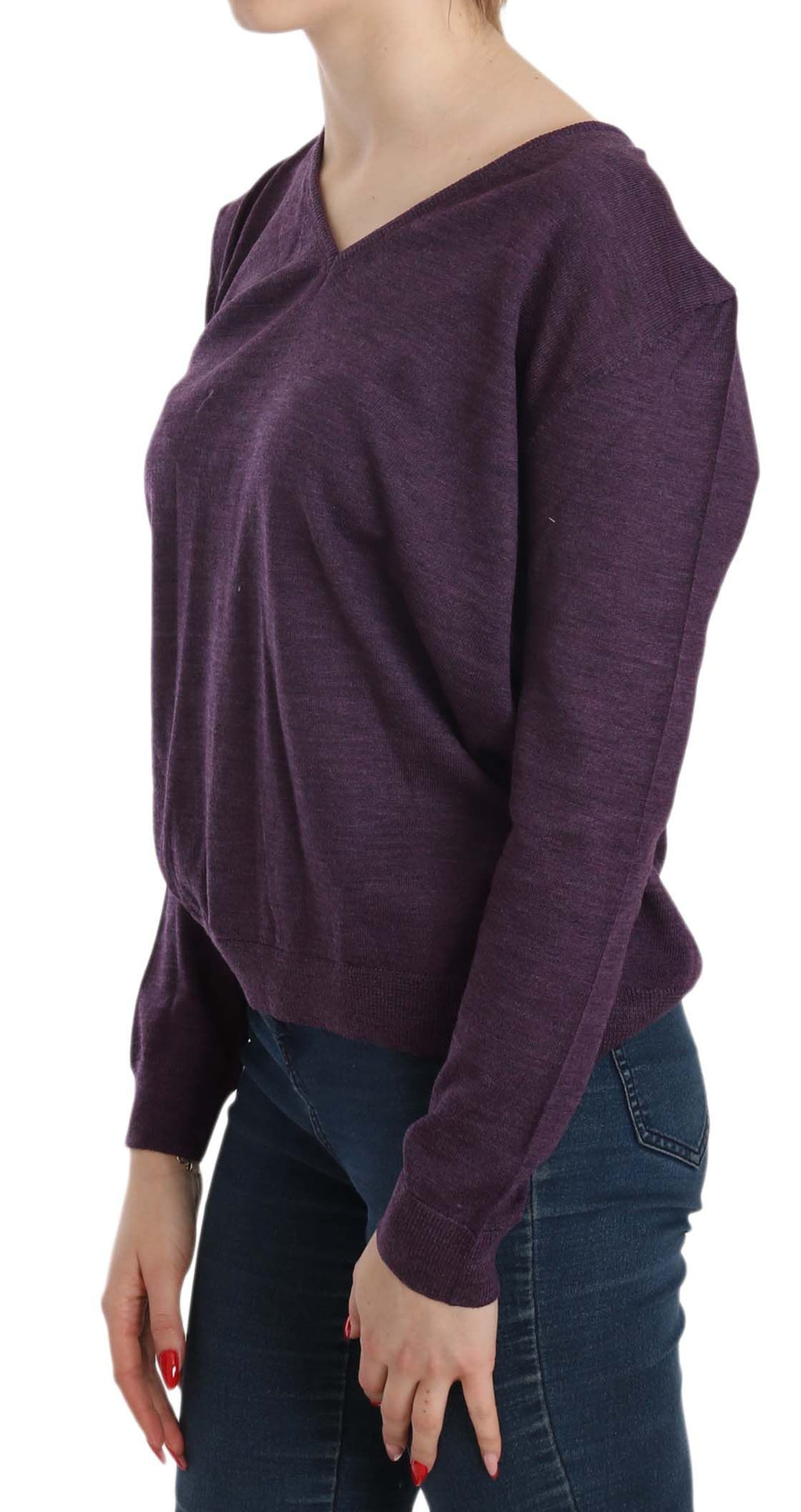 BYBLOS Elegante lila Wollbluse mit V-Ausschnitt