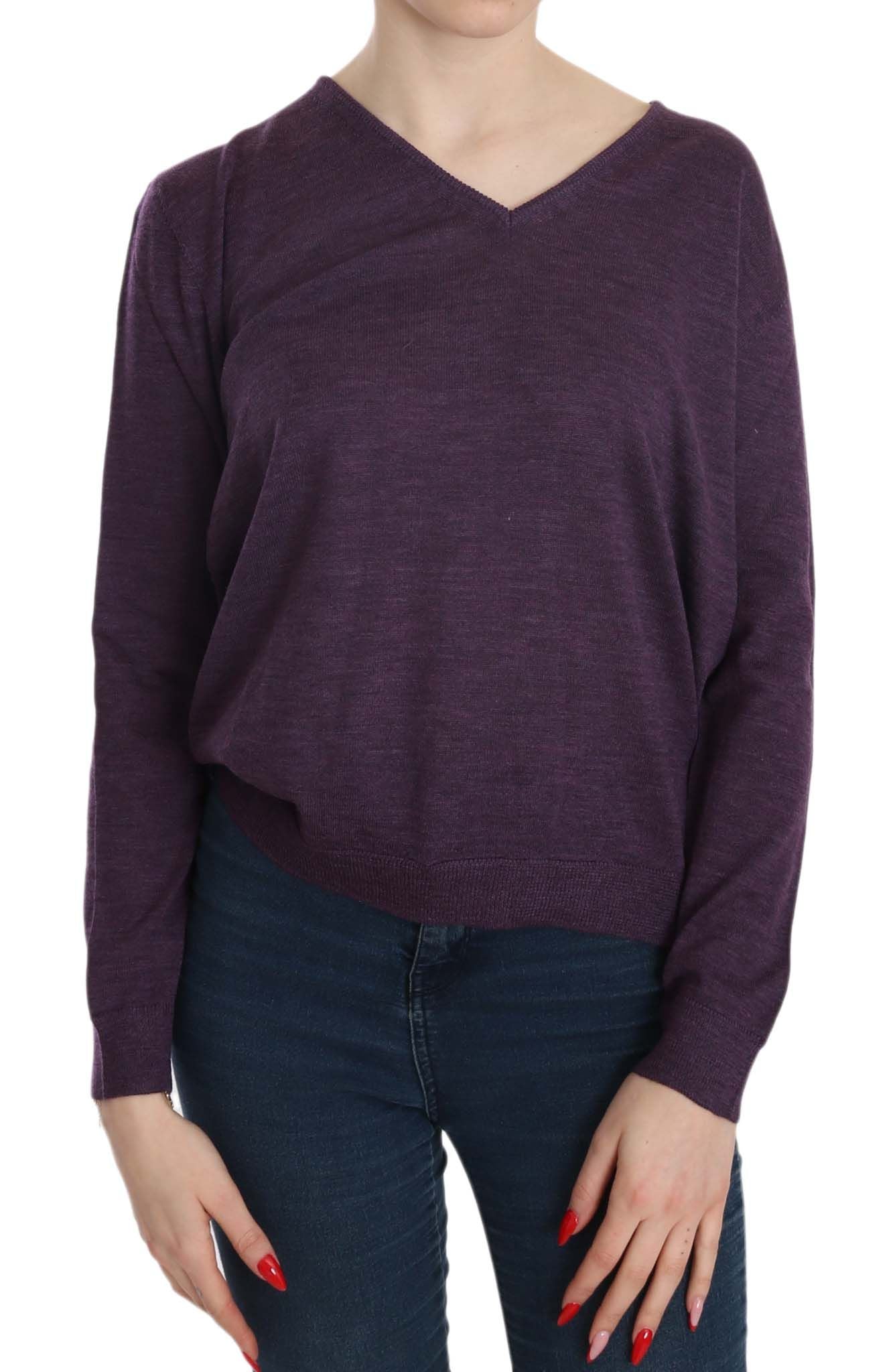 BYBLOS Elegante lila Wollbluse mit V-Ausschnitt