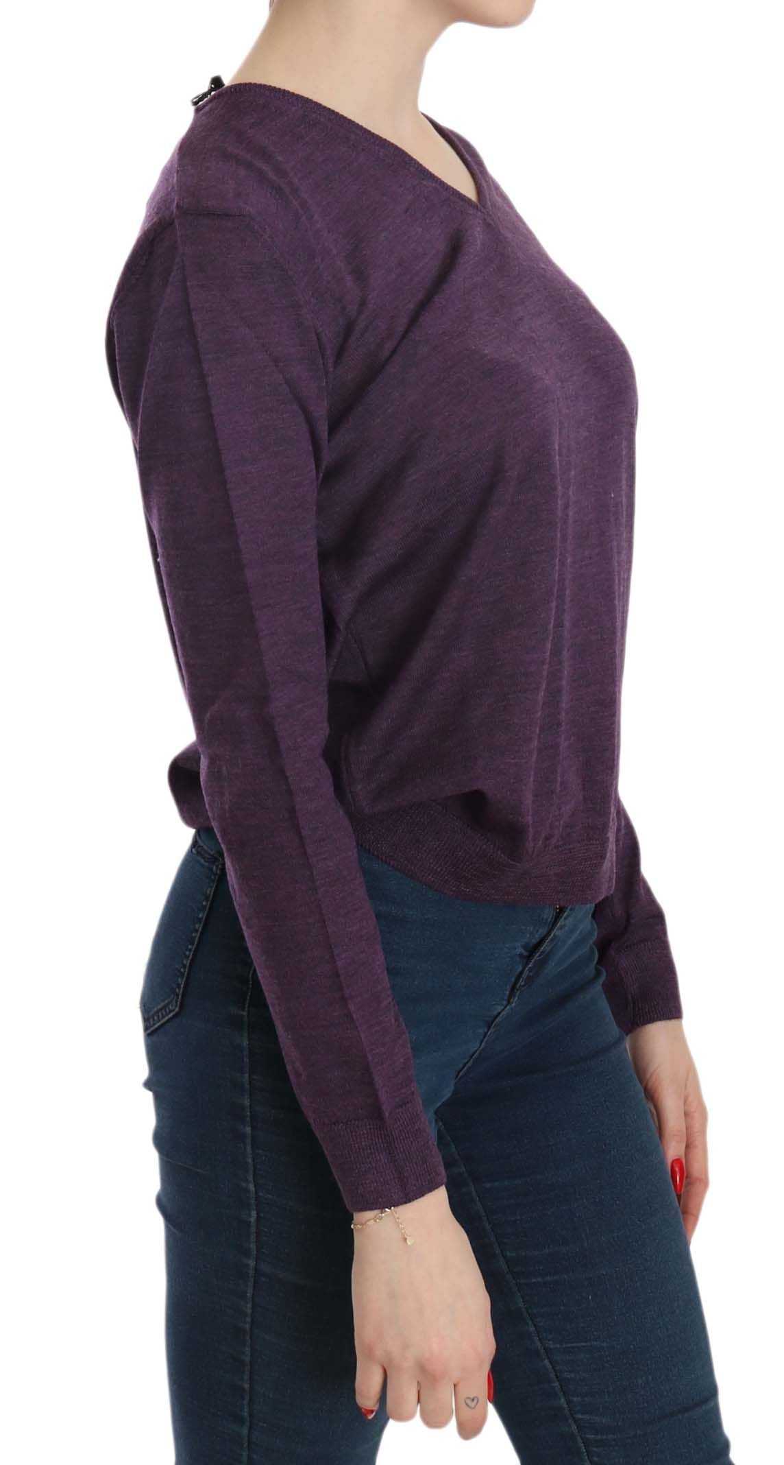 BYBLOS Elegante lila Wollbluse mit V-Ausschnitt