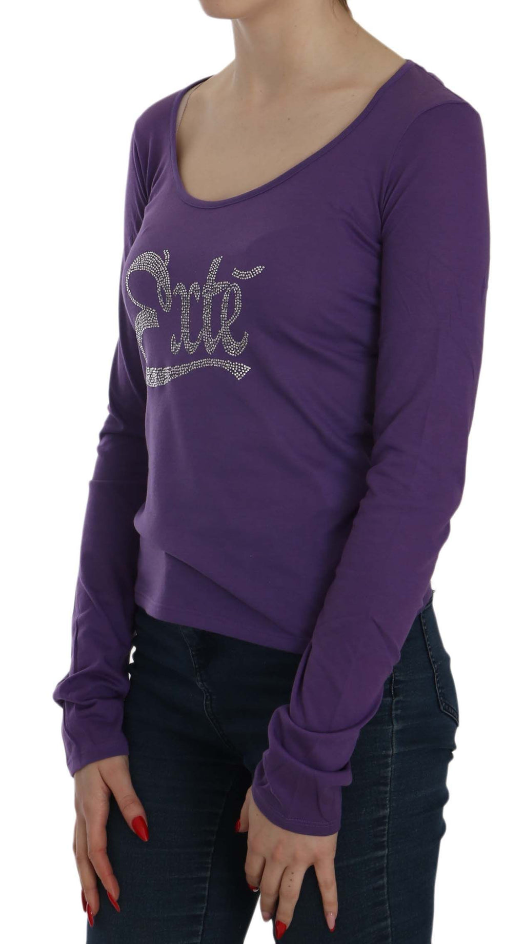 Exte Bluse mit U-Ausschnitt und Kristallverzierung