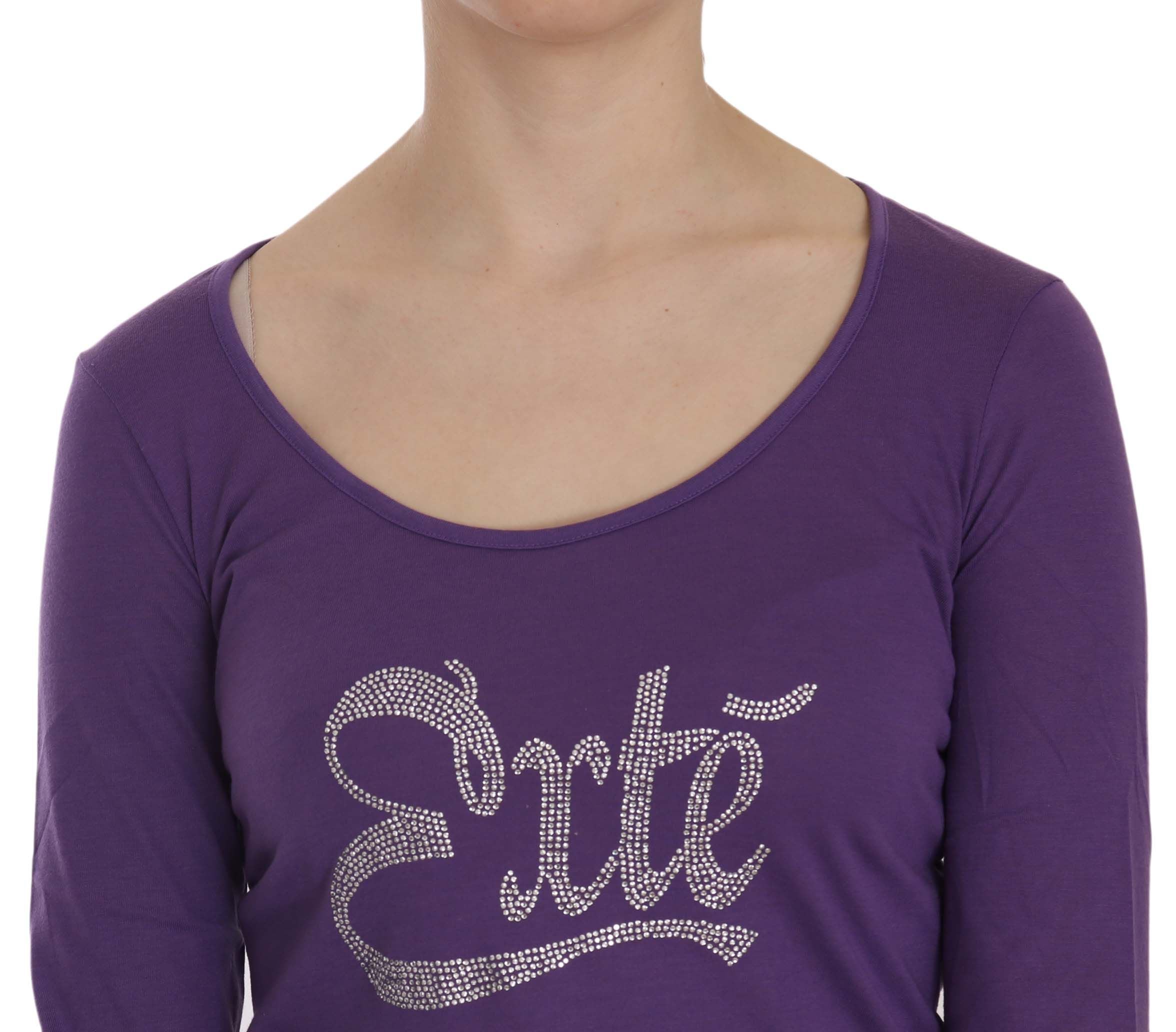 Exte Bluse mit U-Ausschnitt und Kristallverzierung
