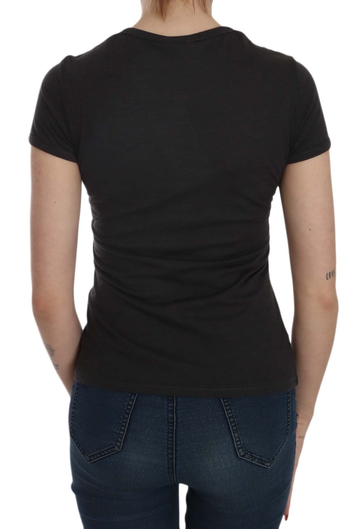 Exte – Schwarze Bluse mit Rundhalsausschnitt und Herz-Print