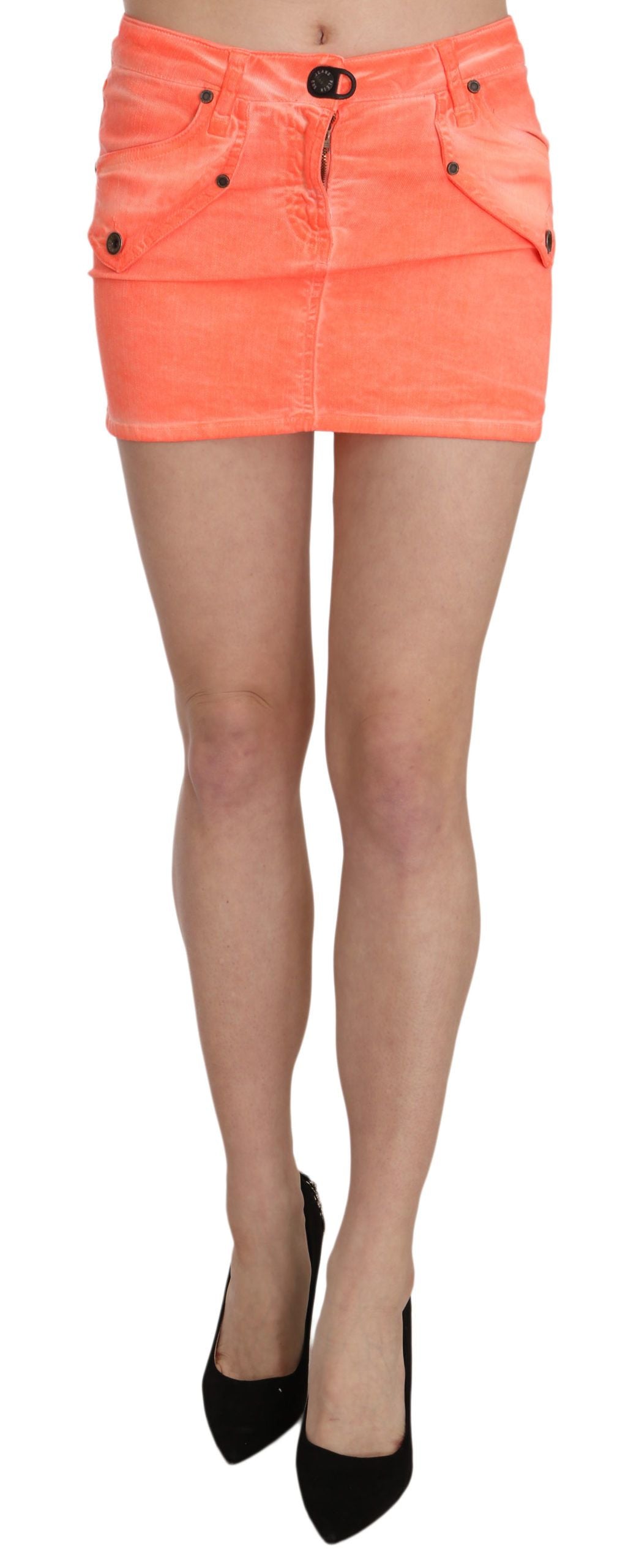 PLEIN SUD – Leuchtend orangefarbener Mini-Skort mit Logo-Detail