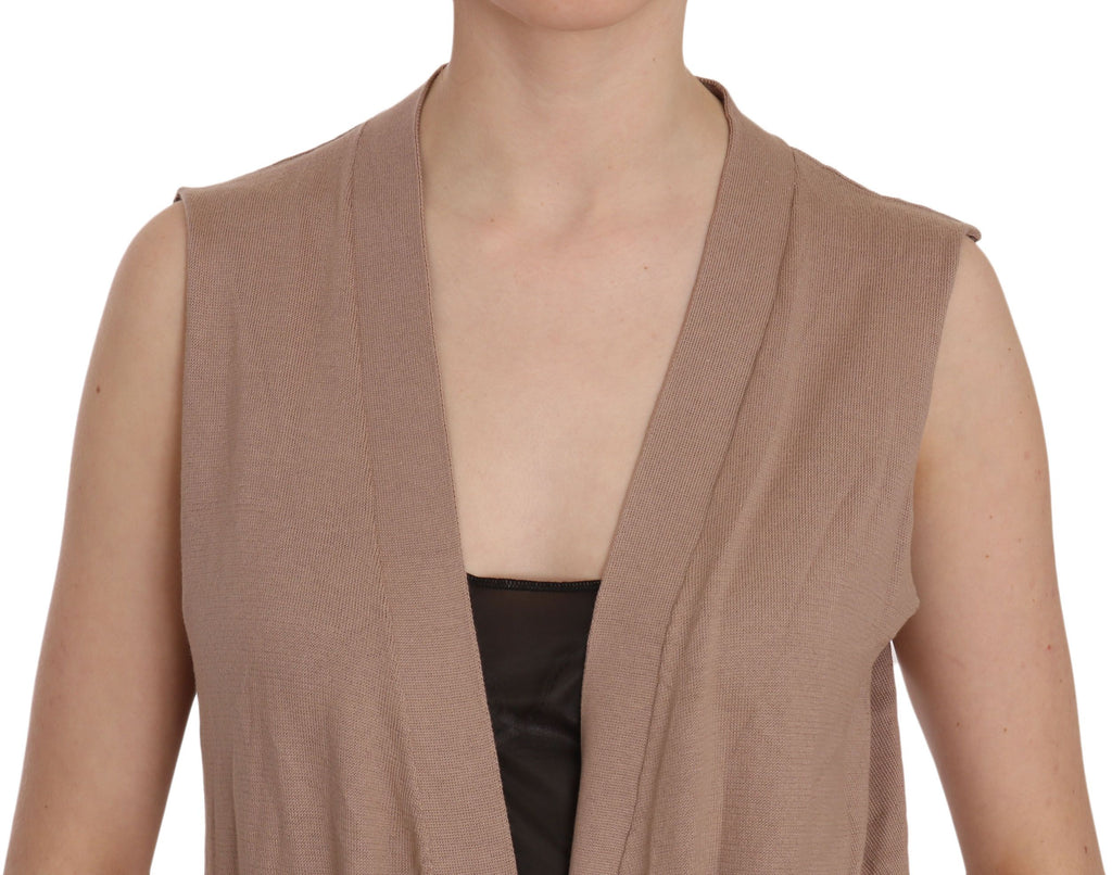 PINK MEMORIES Schicke ärmellose Strickjacke aus Baumwolle - Elegantes Braun