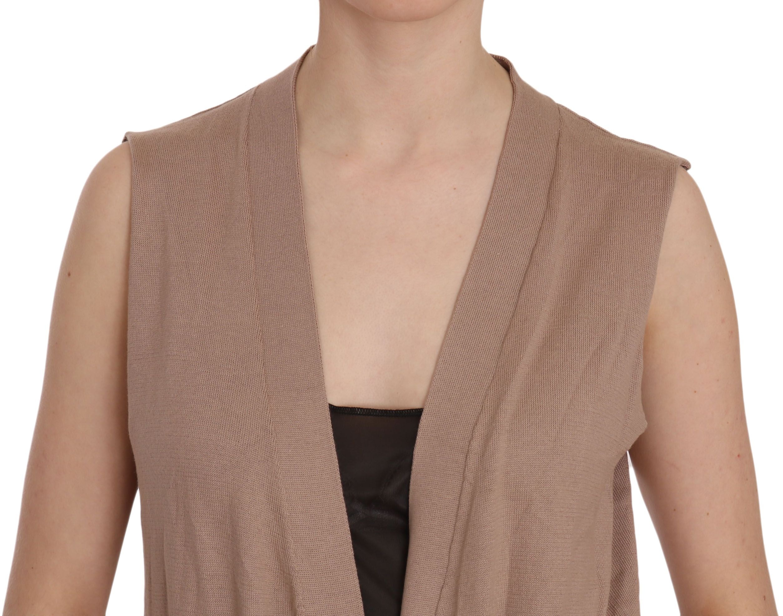 PINK MEMORIES Schicke ärmellose Strickjacke aus Baumwolle - Elegantes Braun