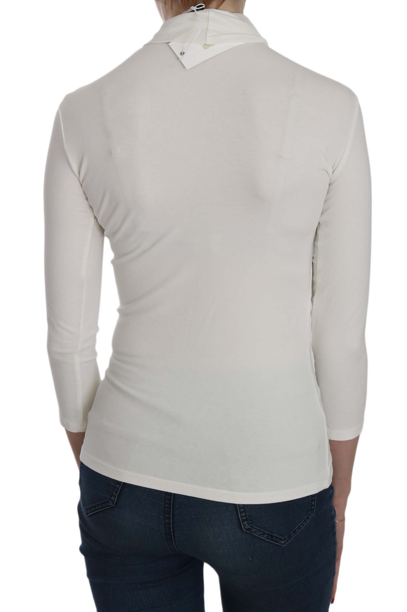 Exte Chic – Weiße Bluse mit Rollkragen und Print