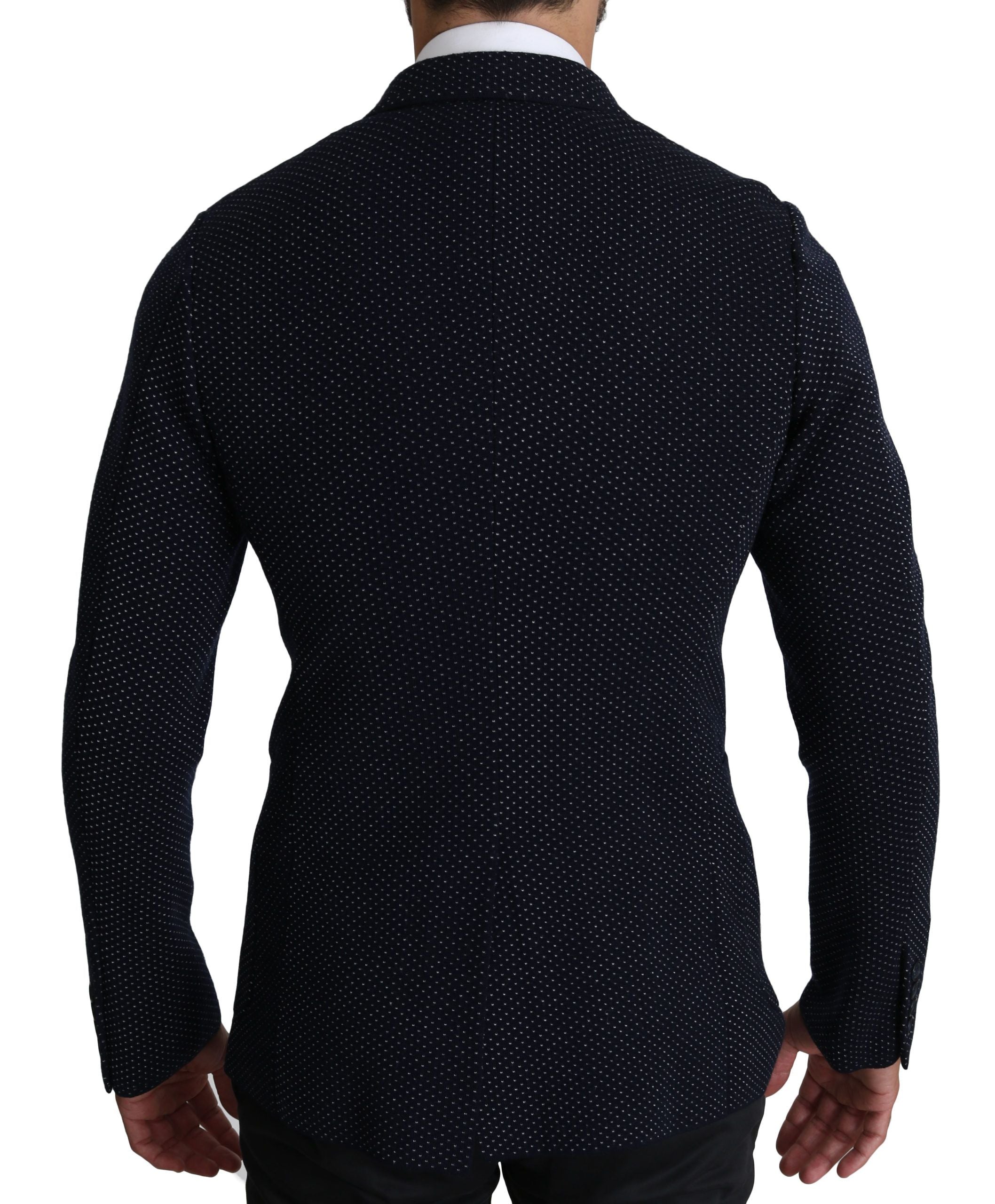 Dolce &amp; Gabbana Eleganter dunkelblauer gepunkteter Slim-Fit-Blazer