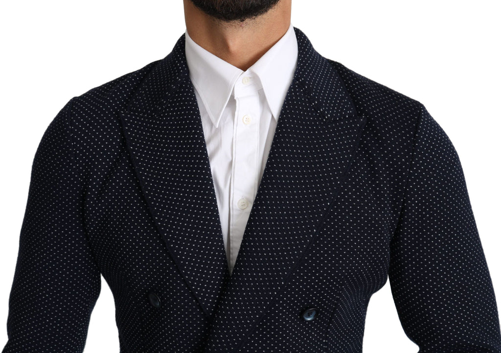 Dolce &amp; Gabbana Eleganter dunkelblauer gepunkteter Slim-Fit-Blazer
