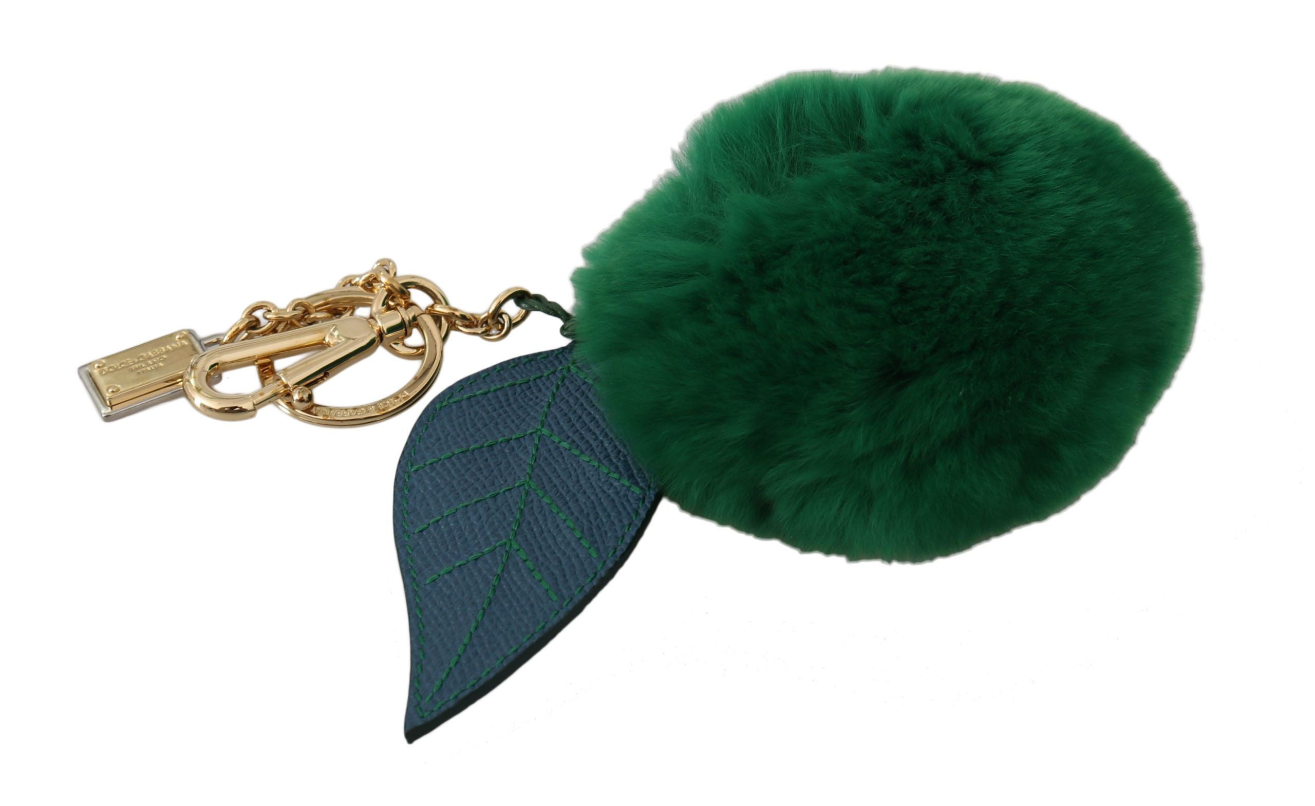 Dolce &amp; Gabbana Eleganter dreifarbiger Pelzball-Schlüsselanhänger