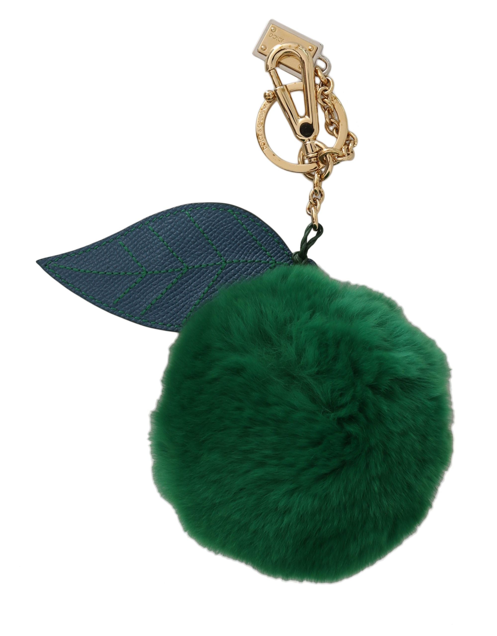 Dolce &amp; Gabbana Eleganter dreifarbiger Pelzball-Schlüsselanhänger