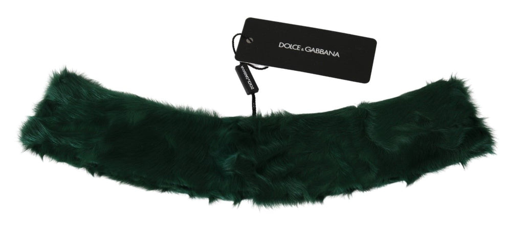 Dolce &amp; Gabbana Luxuriöser grüner Lammfellschal für Damen