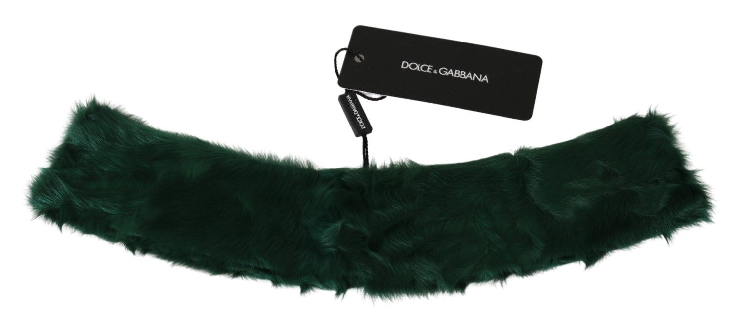 Dolce &amp; Gabbana Luxuriöser grüner Lammfellschal für Damen