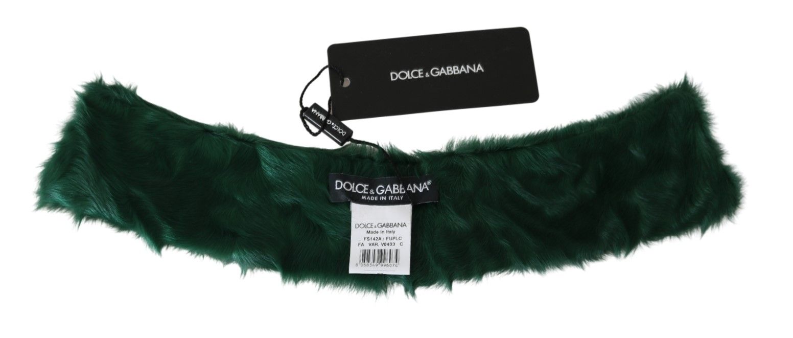 Dolce &amp; Gabbana Luxuriöser grüner Lammfellschal für Damen