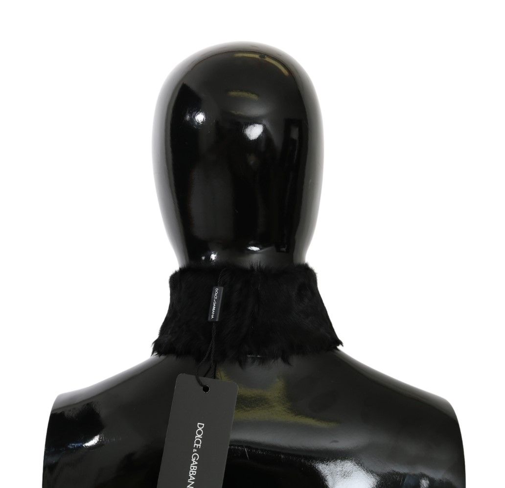 Dolce &amp; Gabbana Eleganter schwarzer Lammfellschal